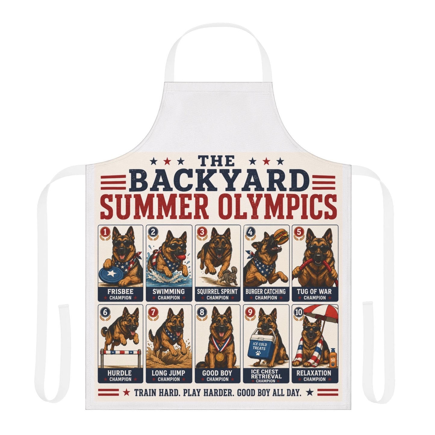 Apron - The Backyard Summer Olympics German Shepherd Funny Pet Lover BBQ Gift