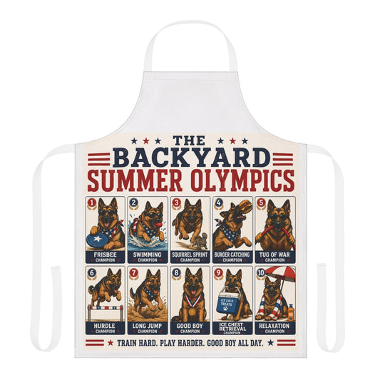 Funny German Shepherd Apron – "The Backyard Summer Olympics"