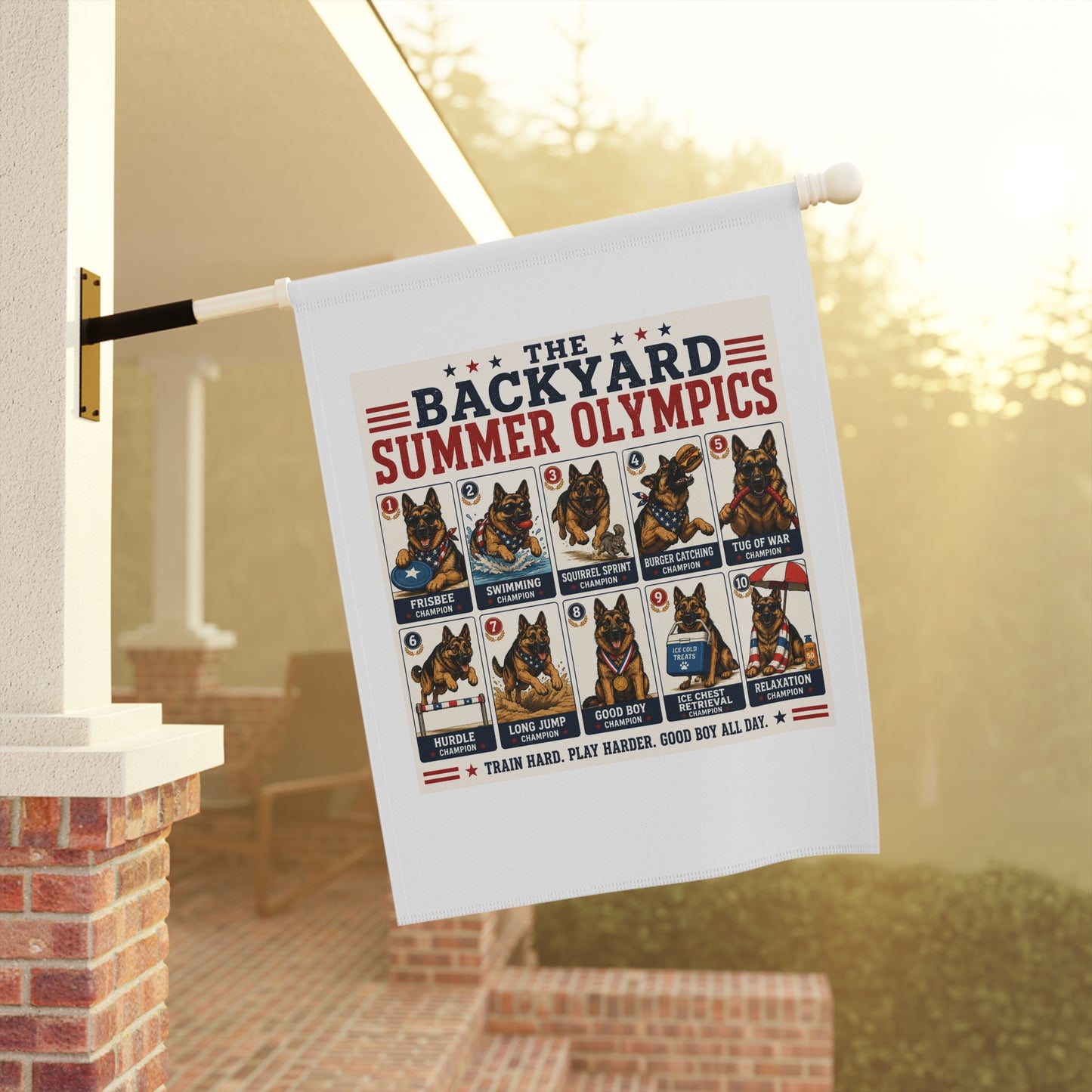 Garden Banner — “The Backyard Summer Olympics” Dog Pawtraits Flag