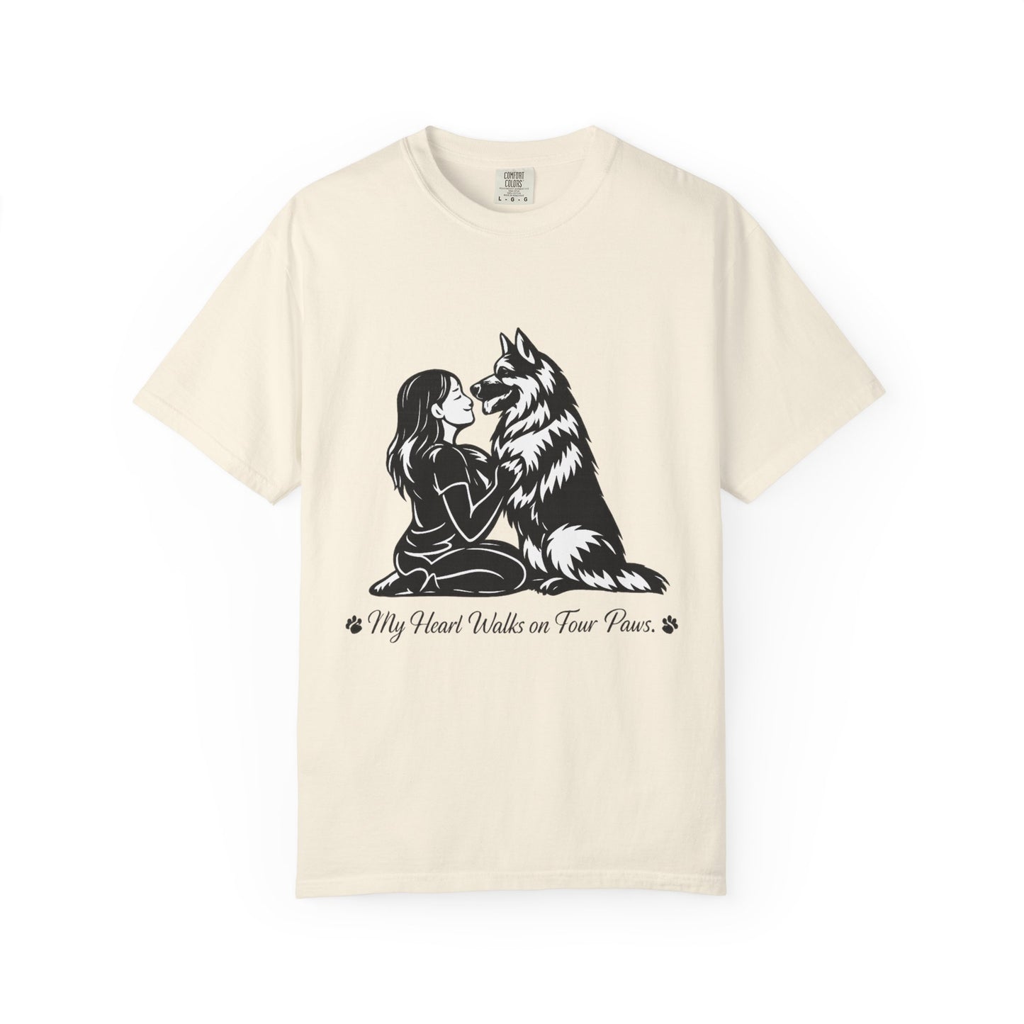 Girl and German Shepherd Illustration T-Shirt | My Heart Walks on Four Paws
