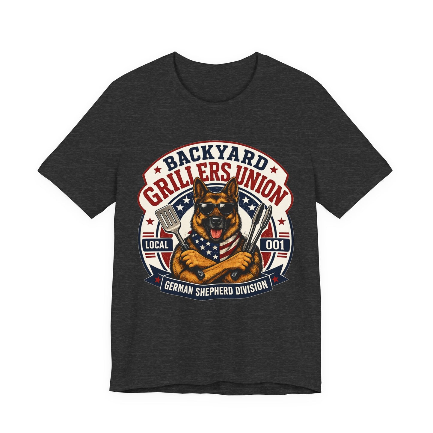 Backyard Grillers Union German Shepherd Patriotic T-Shirt