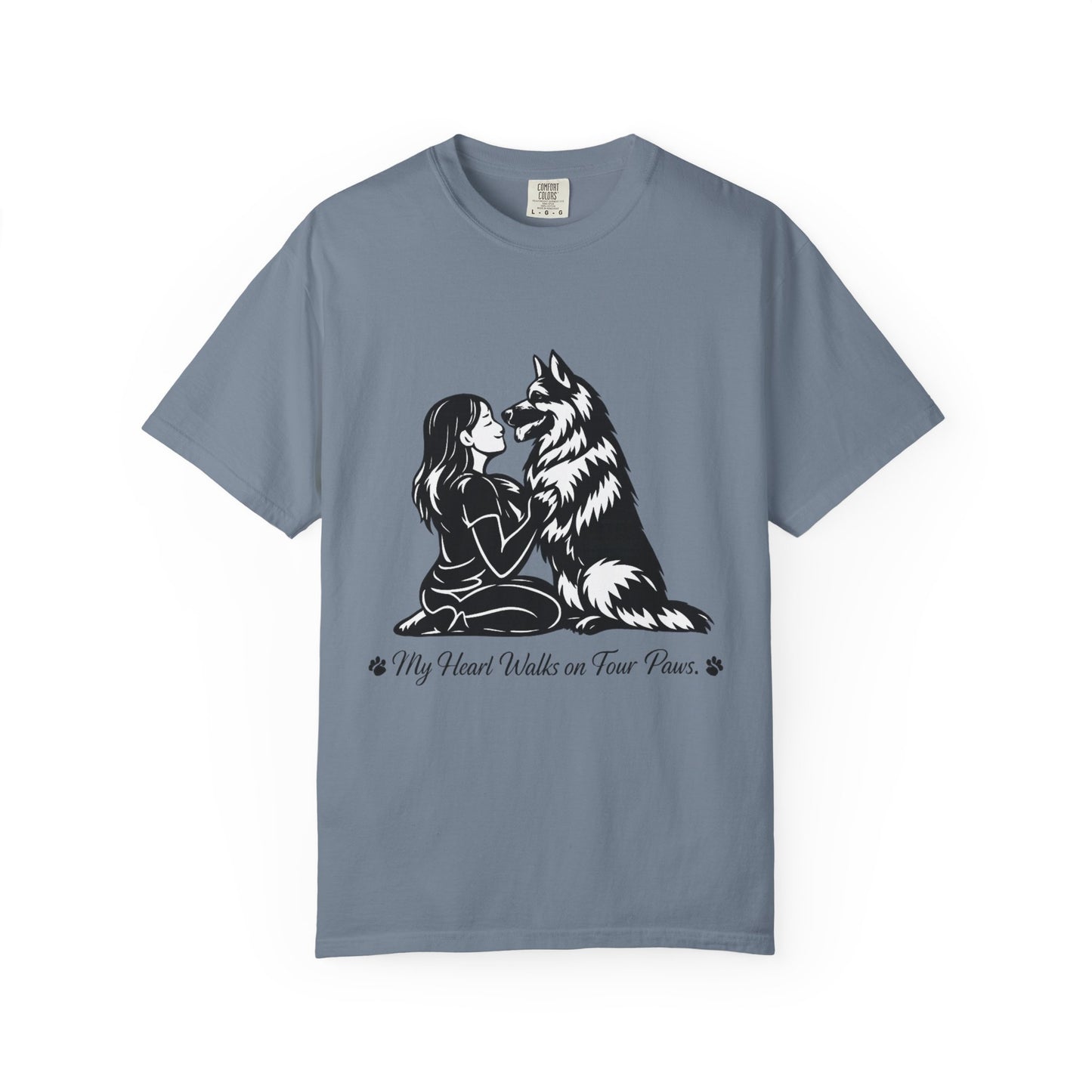 Girl and German Shepherd Illustration T-Shirt | My Heart Walks on Four Paws