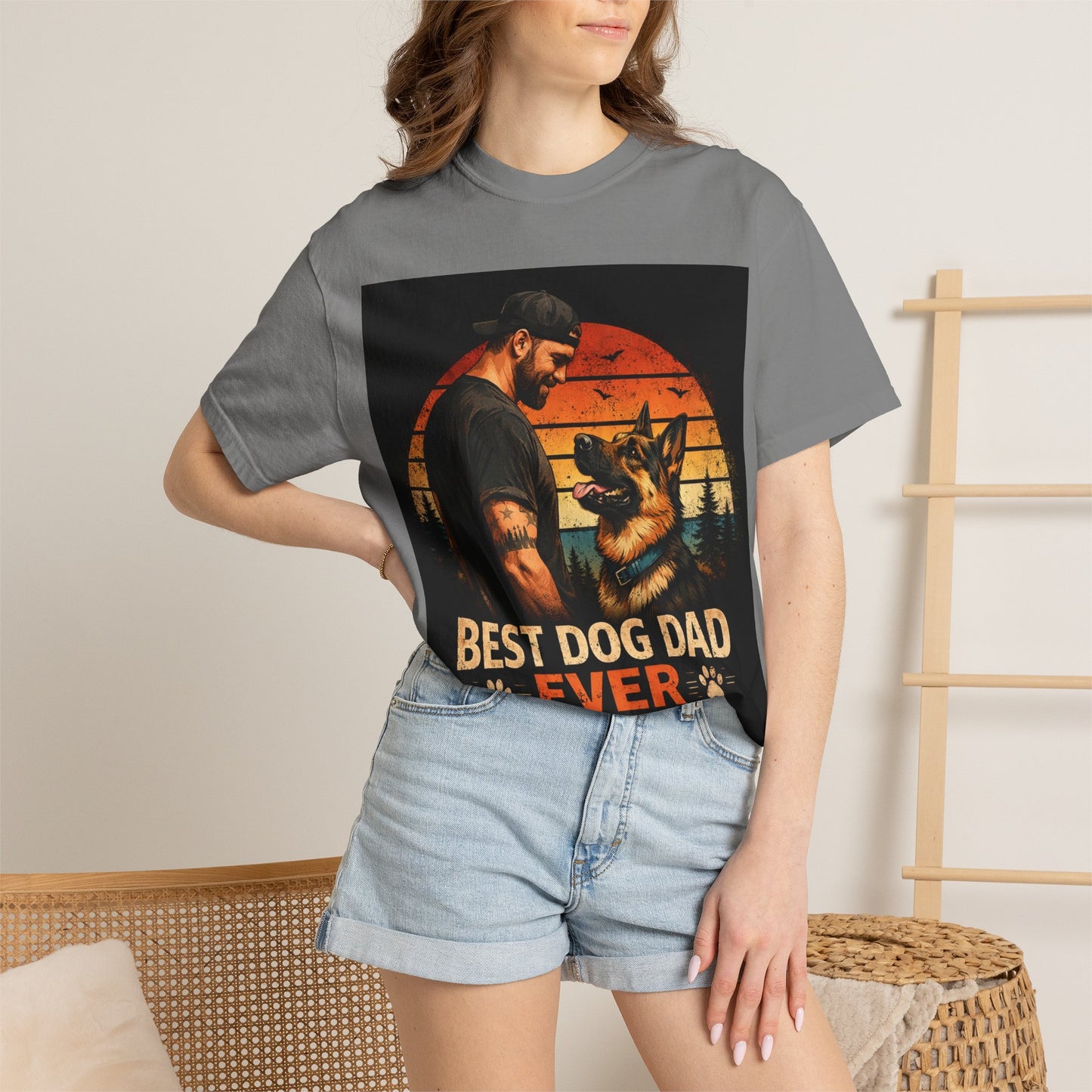 Best Dog Dad Ever Shirt | German Shepherd Dog Dad Tee | Loyal Companions Forever Friends | Comfort Colors 1717 Vintage Tee