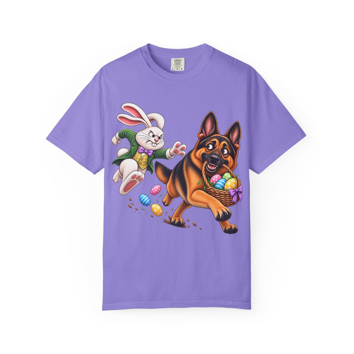 German Shepherd Easter Shirt – Funny Bunny Chase GSD T-Shirt
