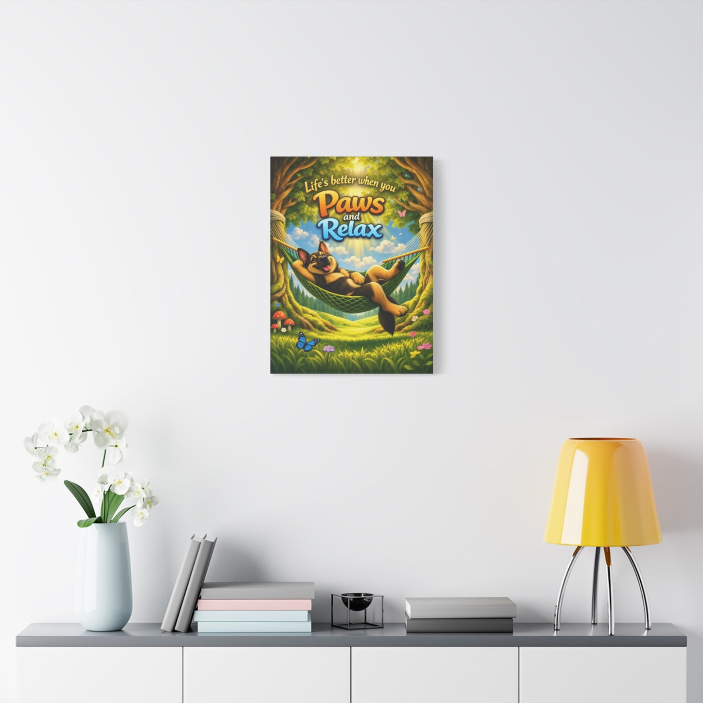 German Shepherd Wall Art - “Life's Better When You Paws and Relax” Canvas Print | Dog Lover Home Decor