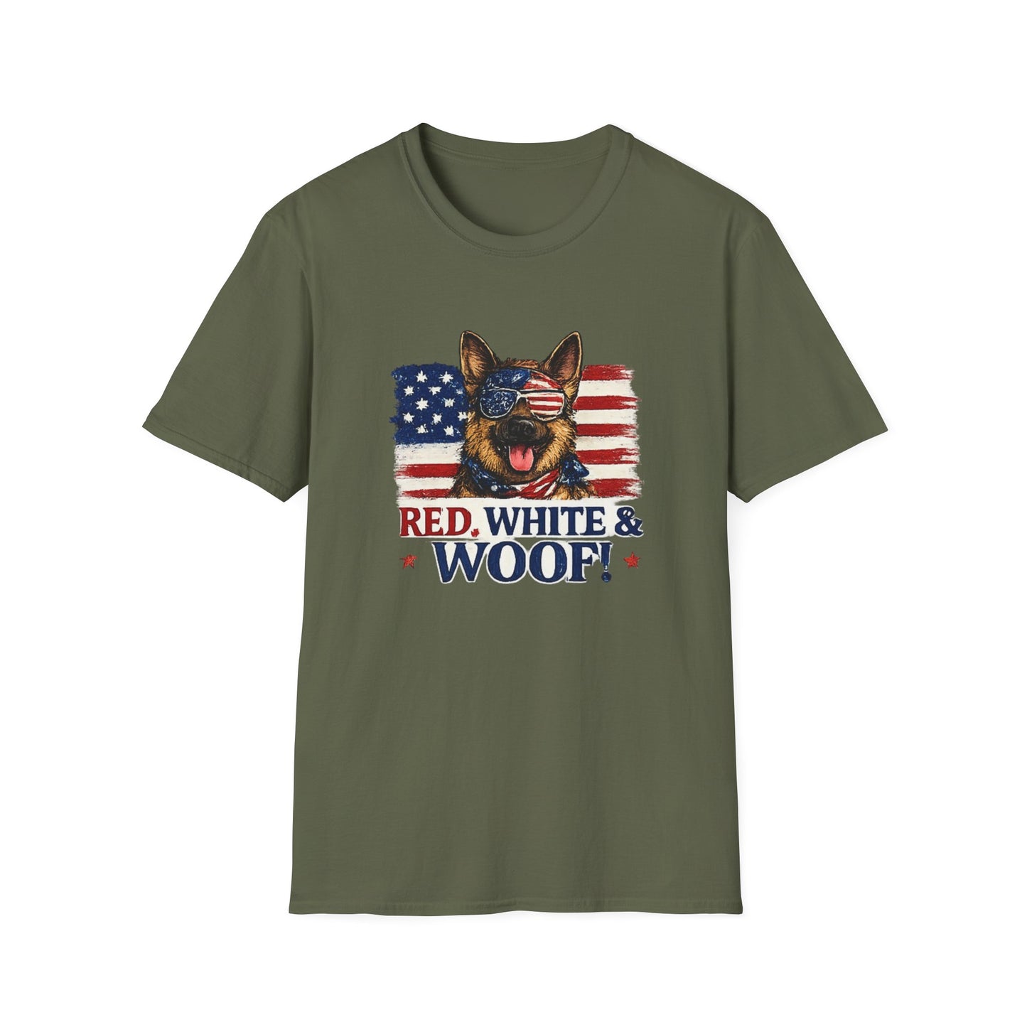 Patriotic German Shepherd Graphic T-Shirt | American Flag Dog Tee