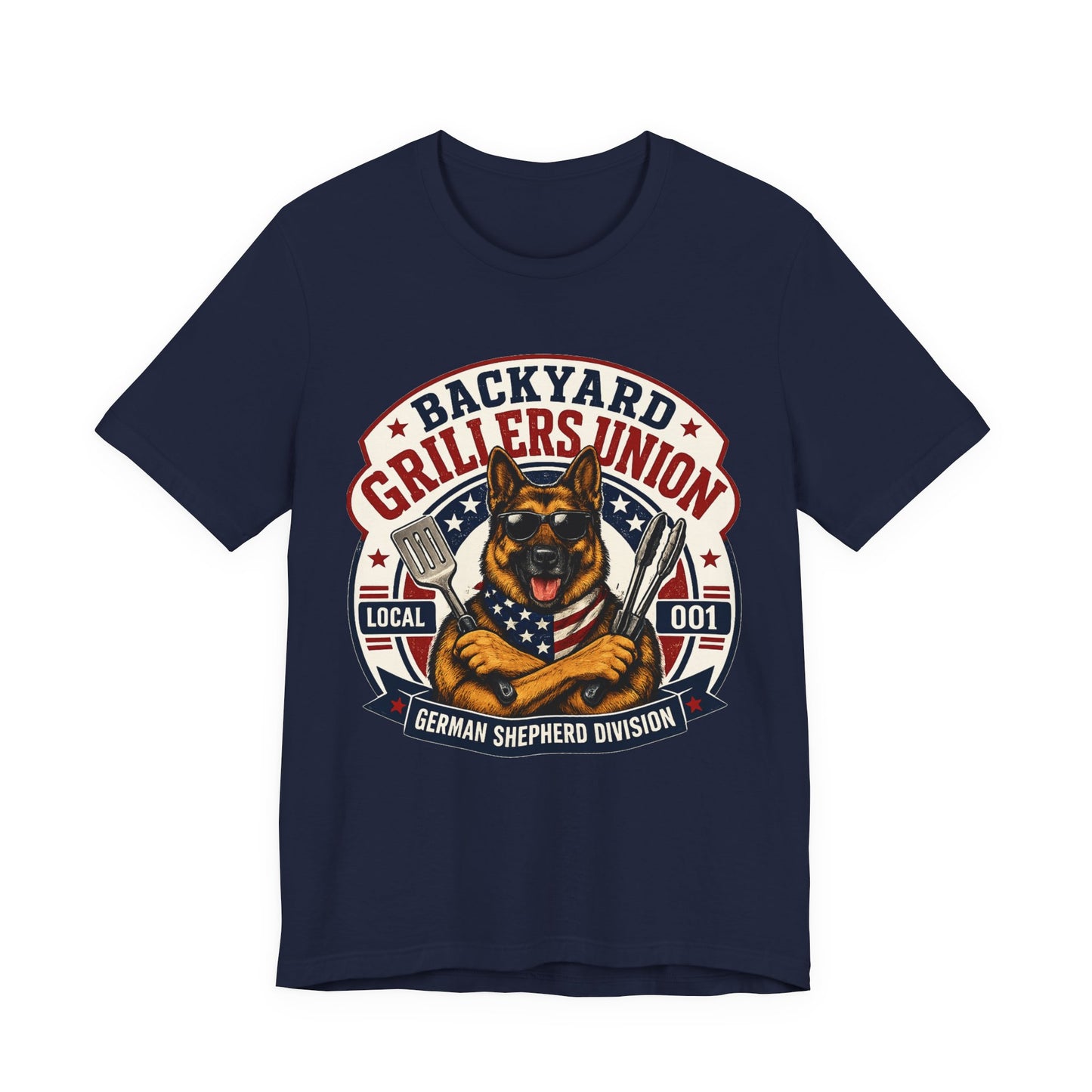 Backyard Grillers Union German Shepherd Patriotic T-Shirt