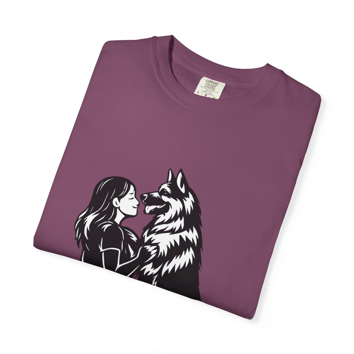 Girl and German Shepherd Illustration T-Shirt | My Heart Walks on Four Paws