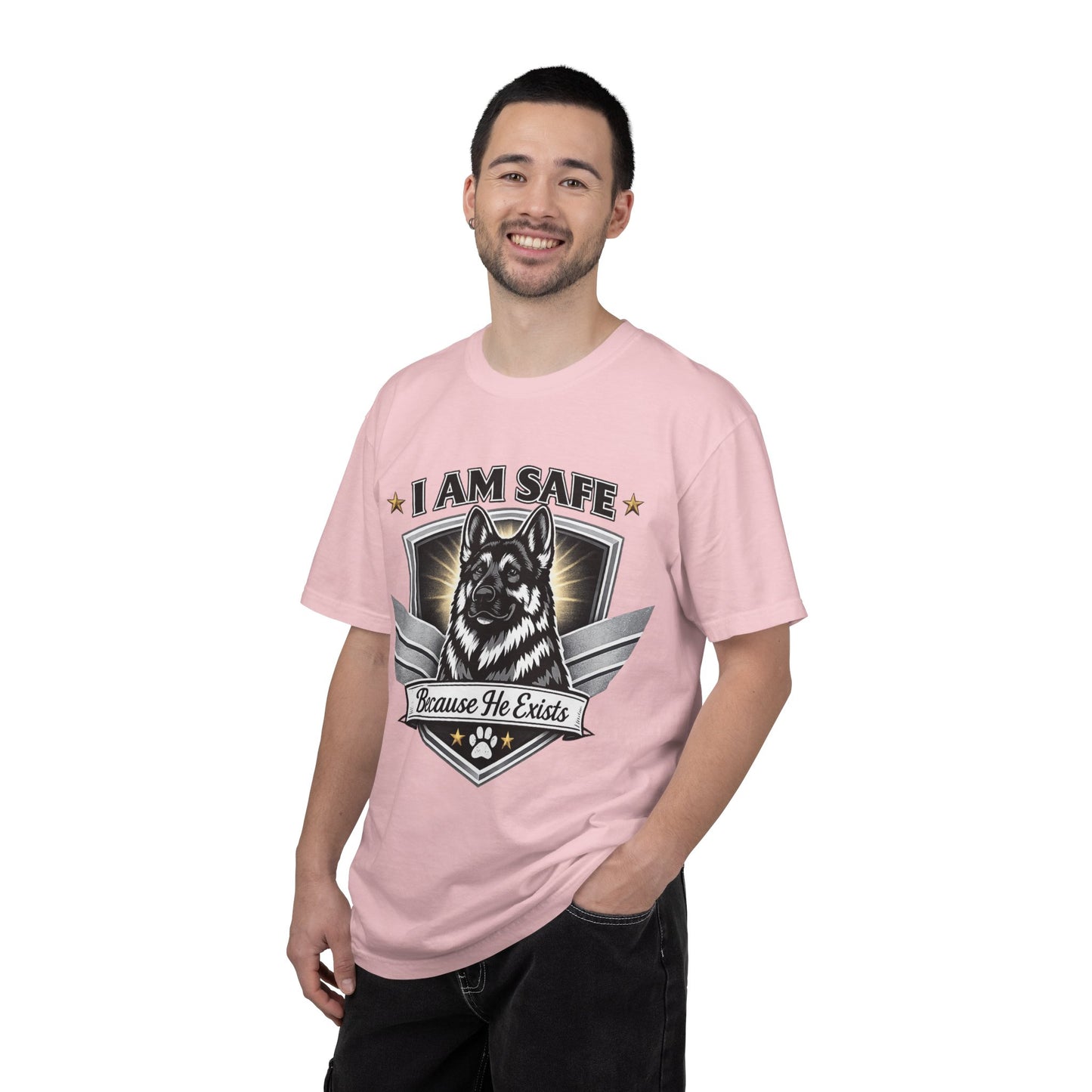 I Am Safe Because He Exists German Shepherd T-Shirt
