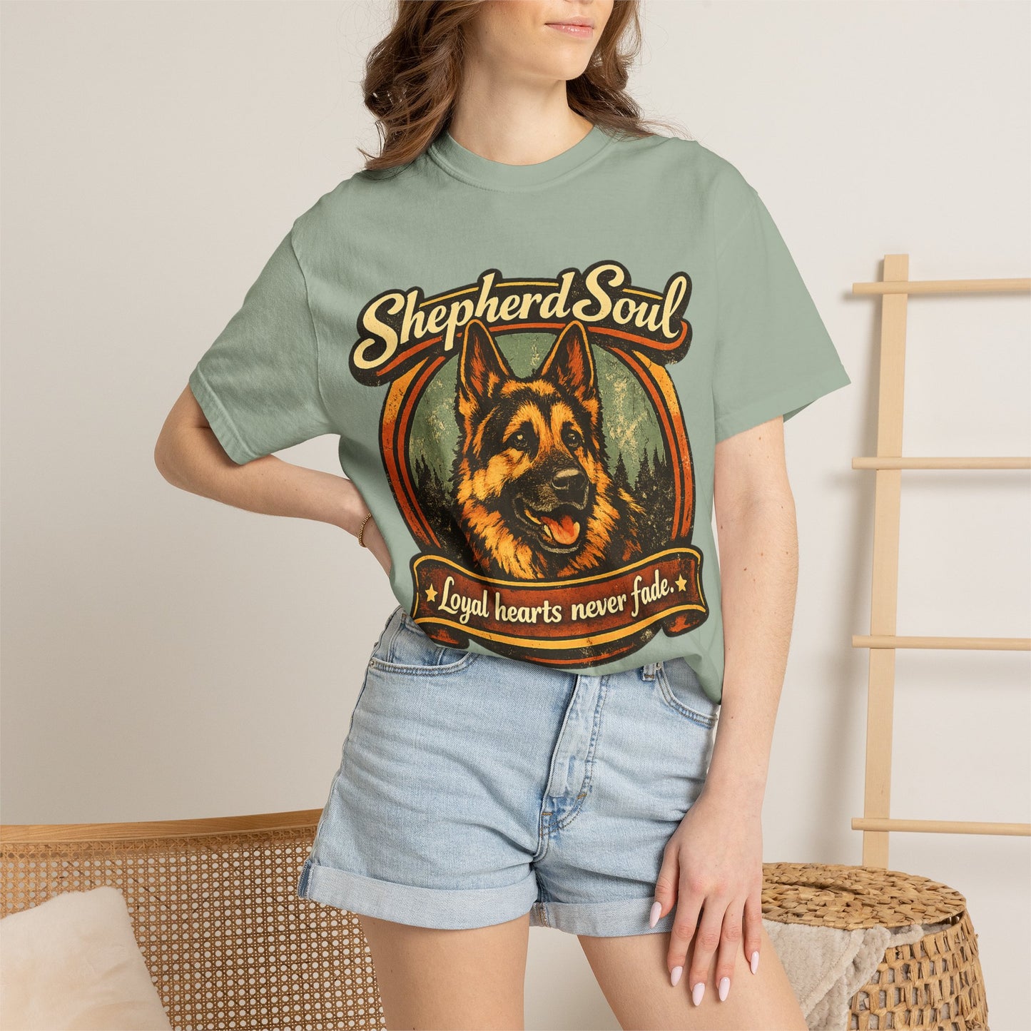 Shepherd Soul German Shepherd Portrait T-Shirt | Loyal Hearts Never Fade