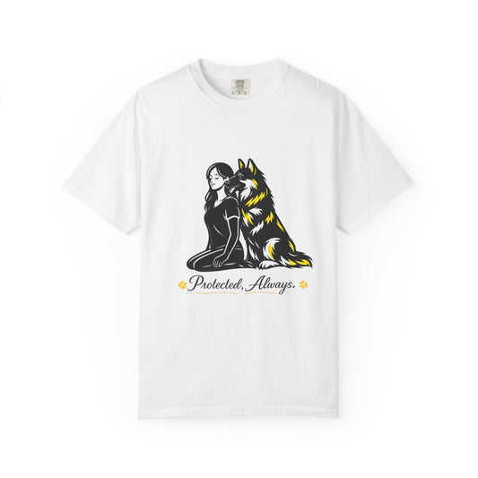 German Shephard and Woman, Guarded Forever, Petite Center Print