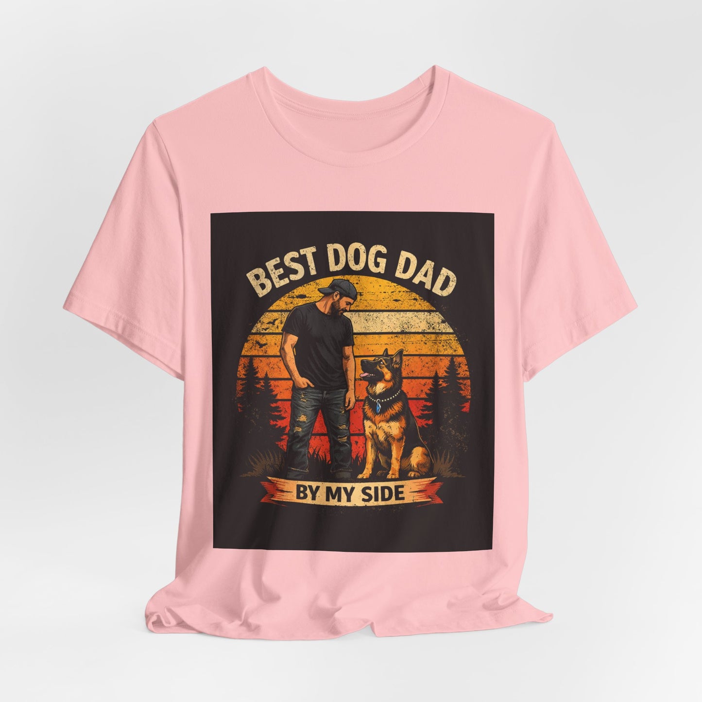 Best Dog Dad by My Side Tee | Man with German Shepherd Vintage Sunset