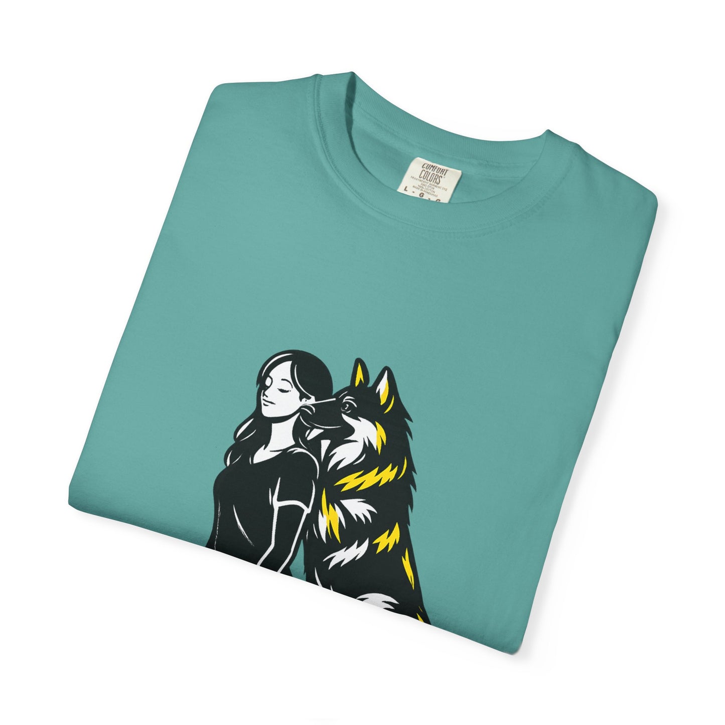 German Shephard and Woman, Guarded Forever, Petite Center Print
