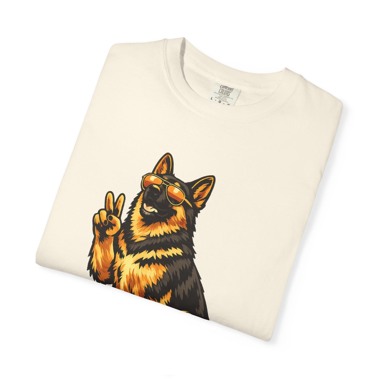 Guardians of Good Vibes German Shepherd T-shirt | Peace Sign Dog Tee