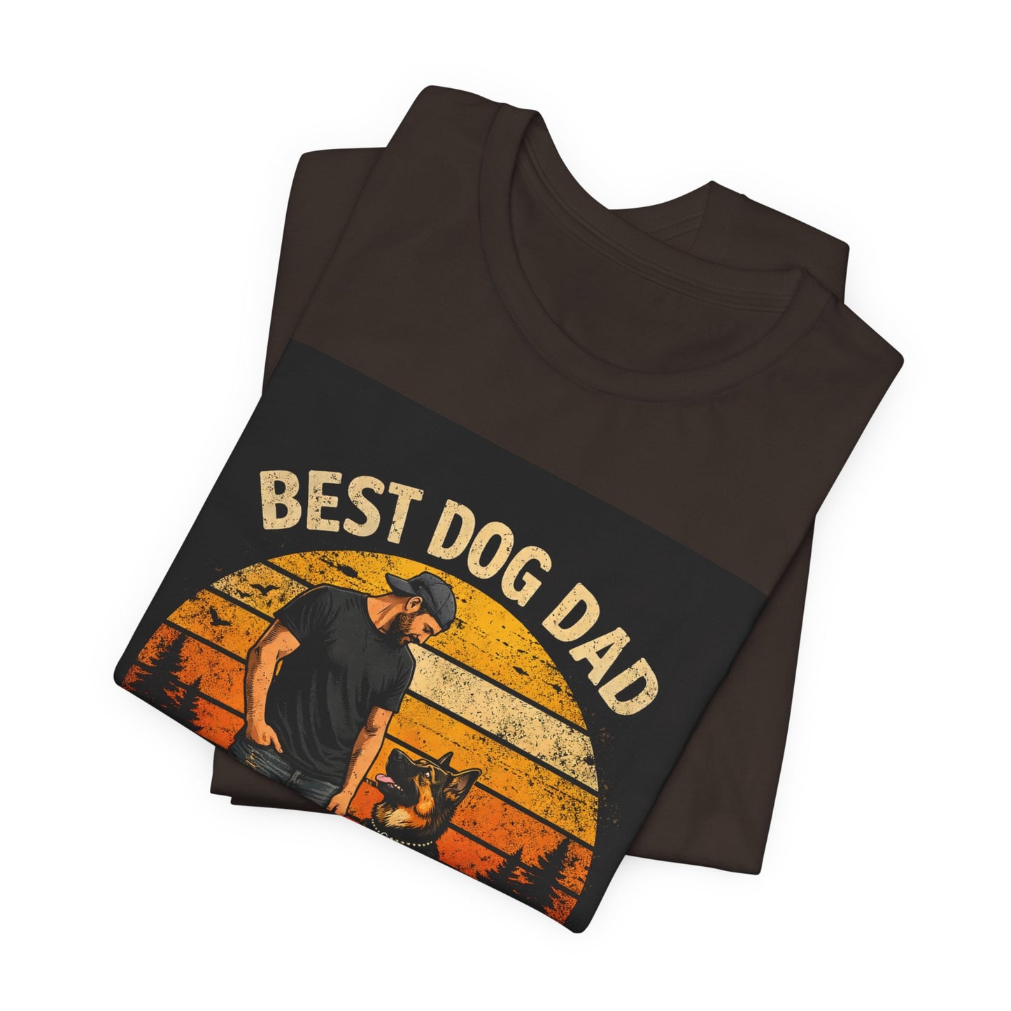 Best Dog Dad by My Side Tee | Man with German Shepherd Vintage Sunset