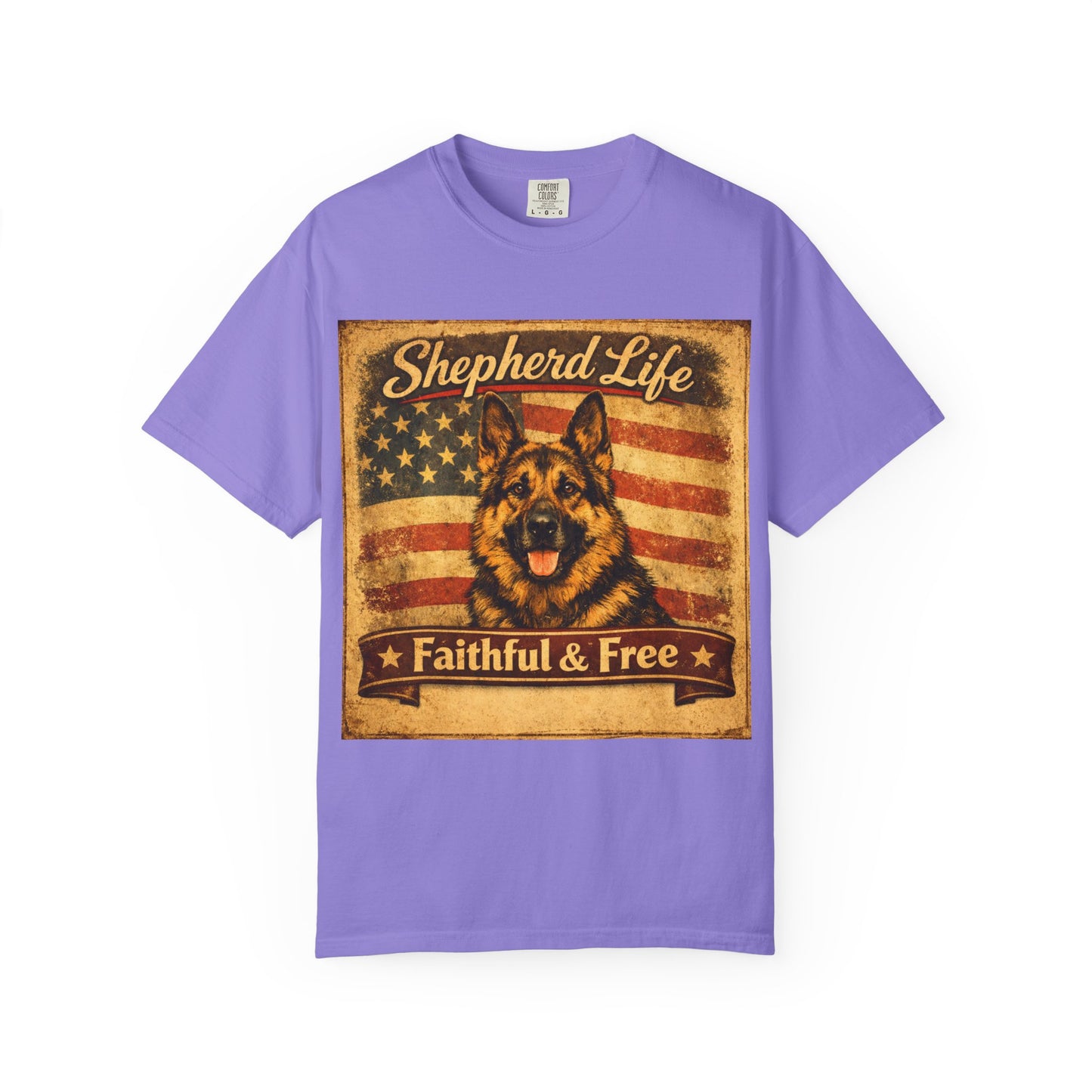 Shepherd Life Faithful & Free German Shepherd Shirt | Patriotic Flag Dog Tee