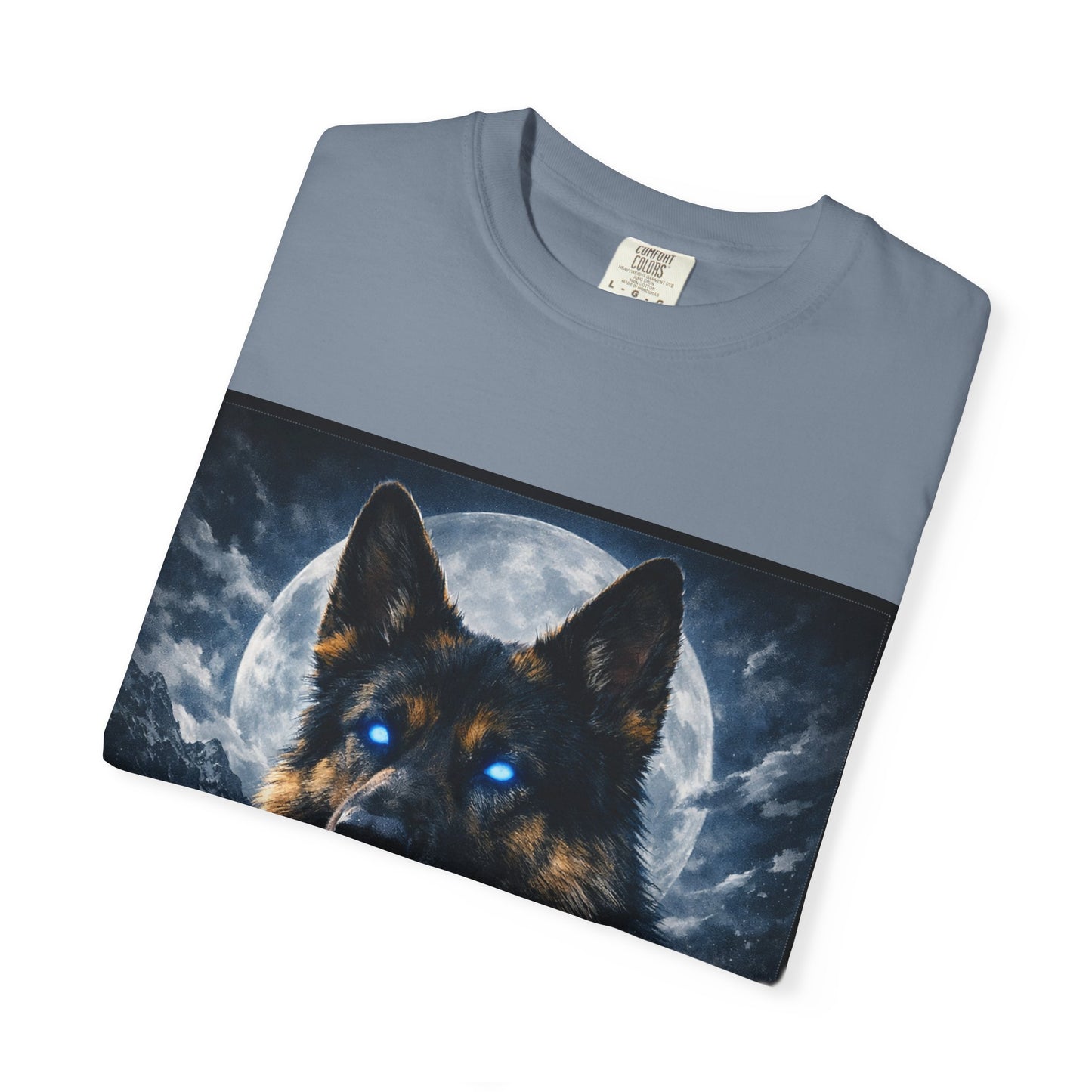 German Shepherd Portrait T-shirt | Dog Art, Night Sky Paw Print