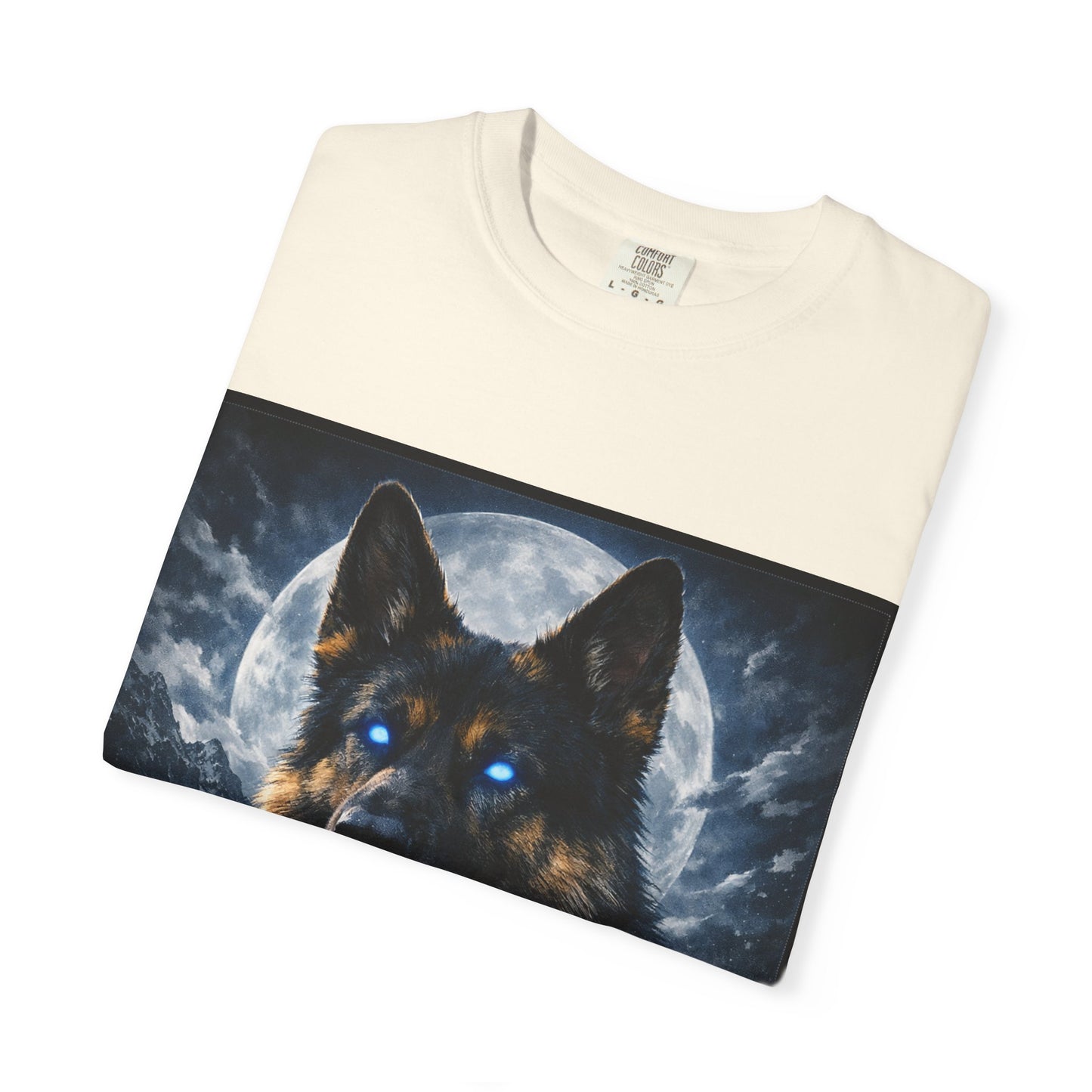 German Shepherd Portrait T-shirt | Dog Art, Night Sky Paw Print