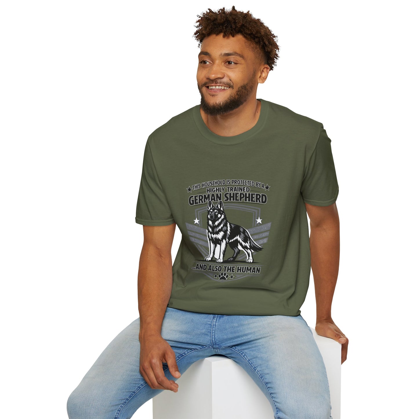 German Shepherd Protector T-Shirt — "This Household Is Protected By A Highly Trained German Shepherd"