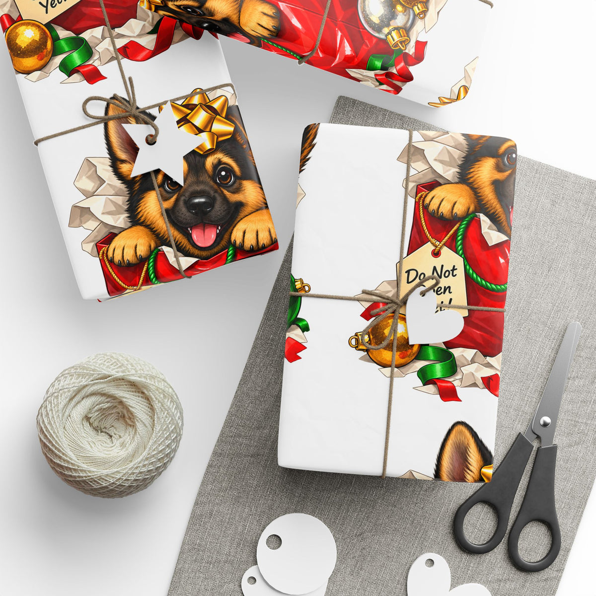 German Shepherd Christmas Wrapping Paper – GSD Puppy Gift Wrap