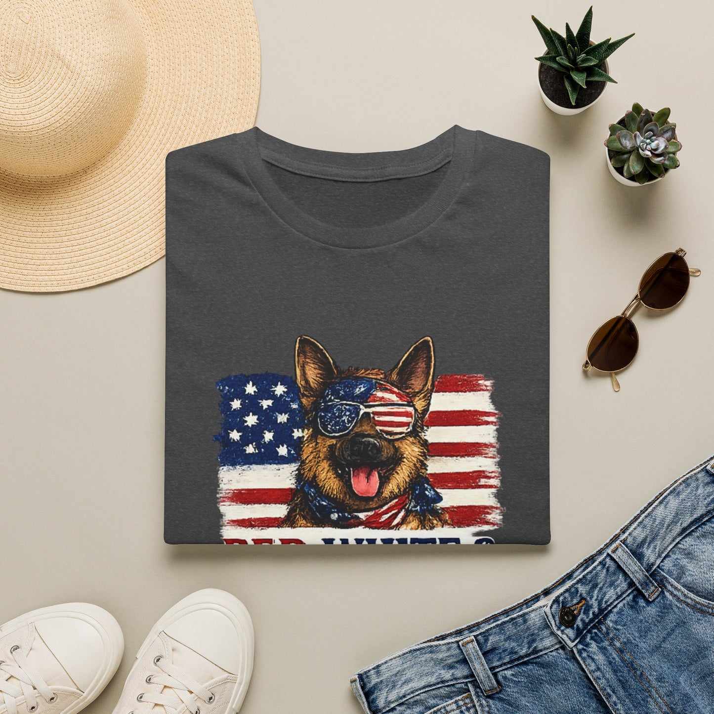 Patriotic German Shepherd Graphic T-Shirt | American Flag Dog Tee