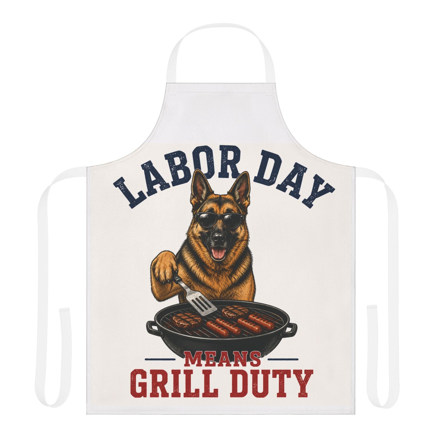 Labor Day Grill Duty Apron — German Shepherd BBQ Cooking Apron