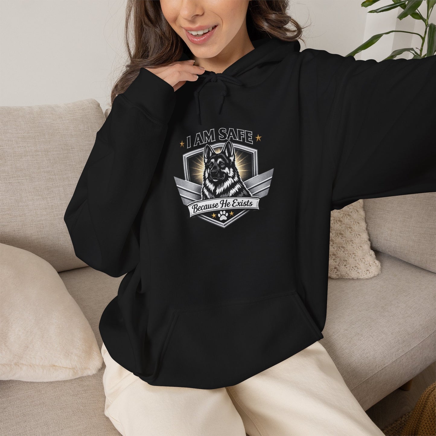 Hoodie — "I AM SAFE" Guardian Eagle Emblem Sweatshirt