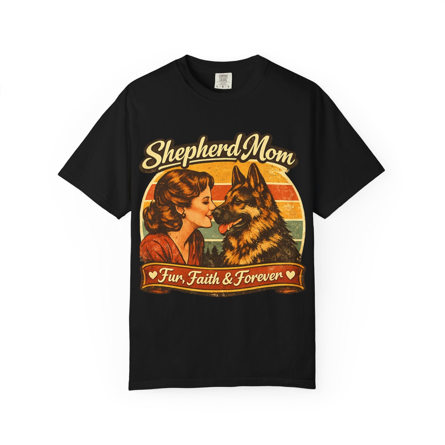 Shepherd Mom Vintage Portrait T-Shirt | German Shepherd Mom Tee