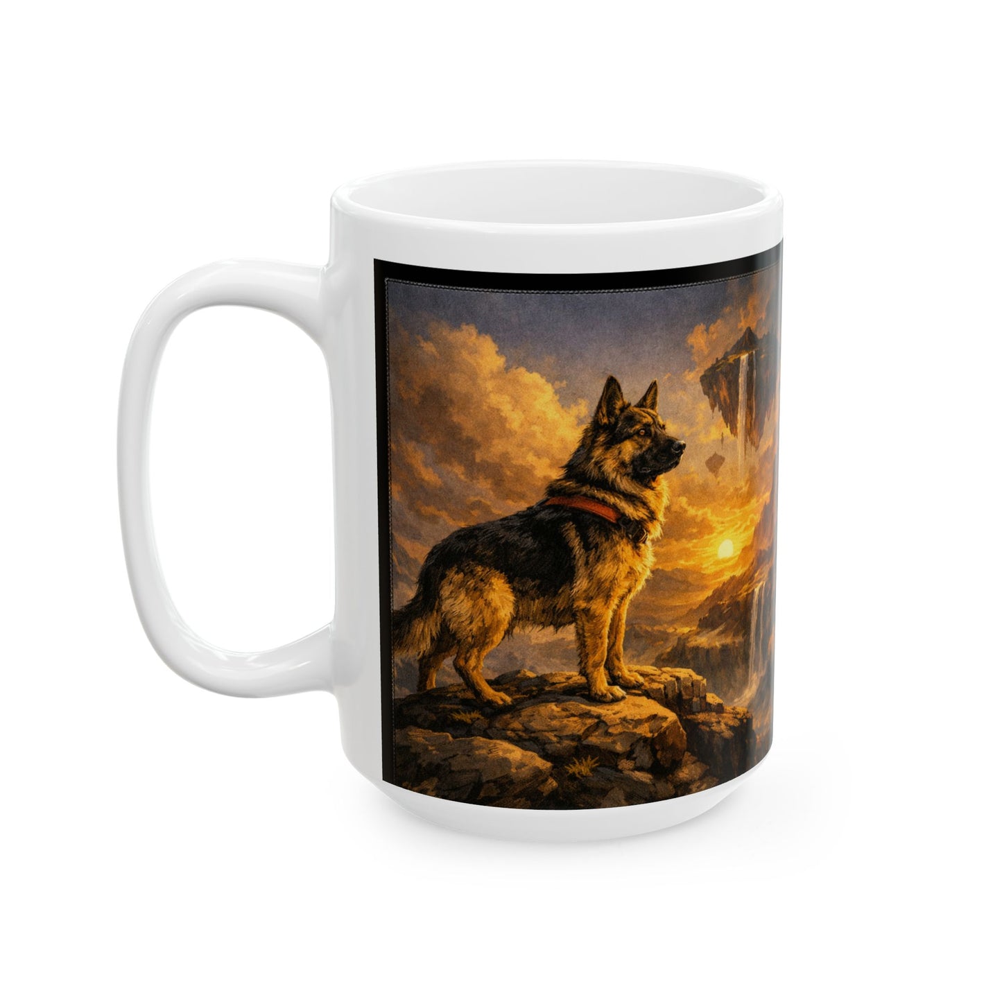 Floating Island with Waterfalls Mug | Fantasy Sunset Landscape Ceramic Mug