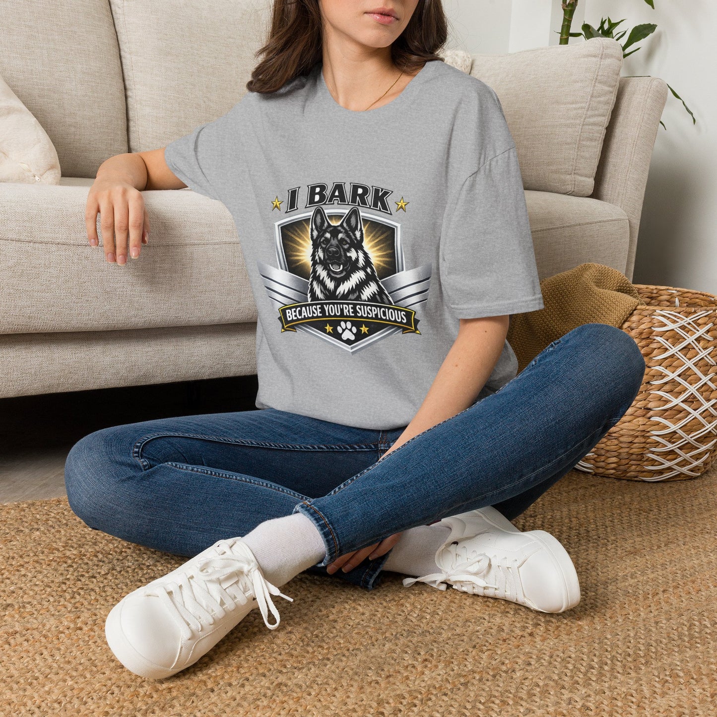 T-Shirt — "I Bark Because You’re Suspicious" German Shepherd Dog Tee
