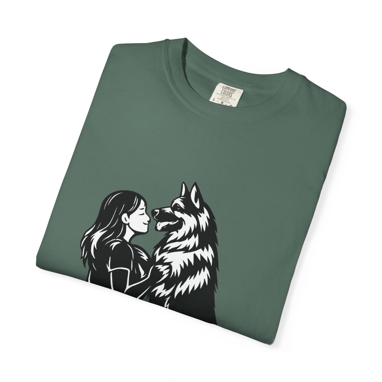 Girl and German Shepherd Illustration T-Shirt | My Heart Walks on Four Paws