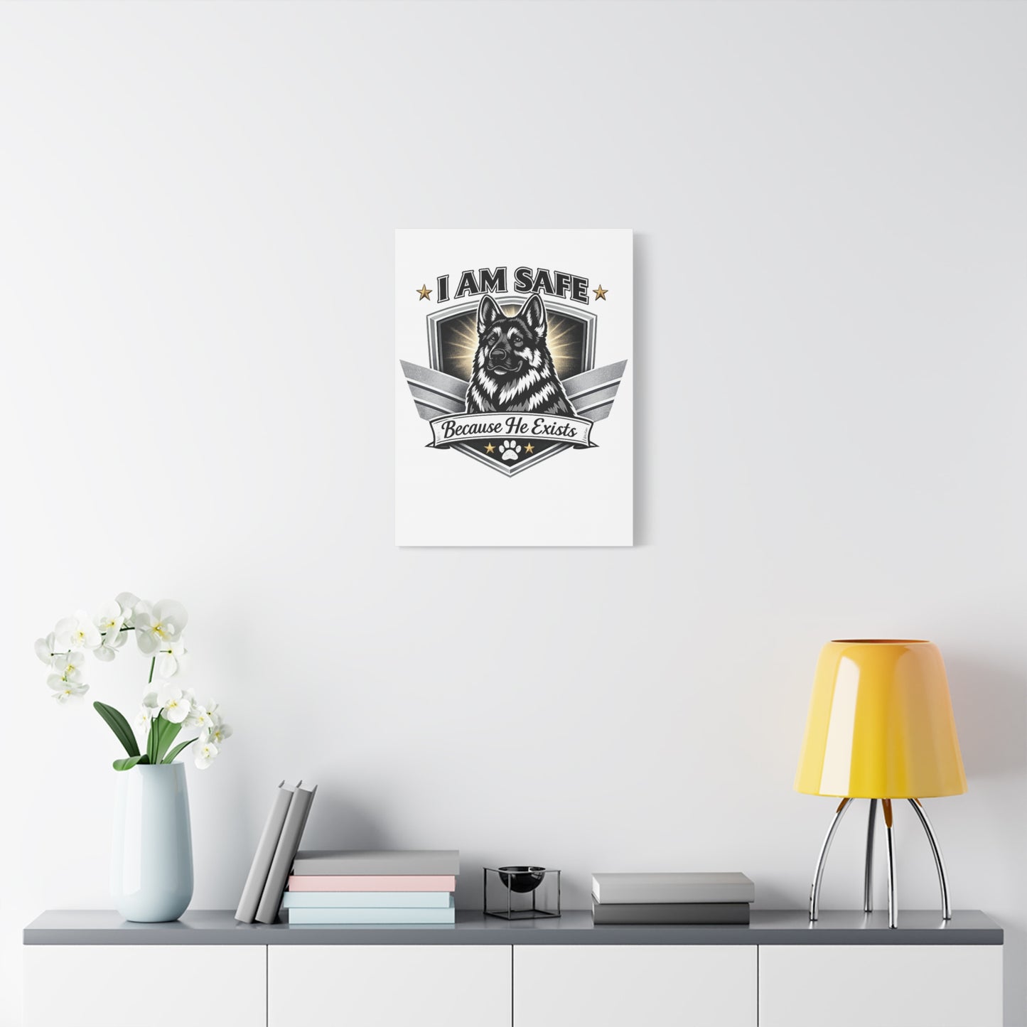 I Am Safe "Because He Exists" German Shepherd Canvas Print