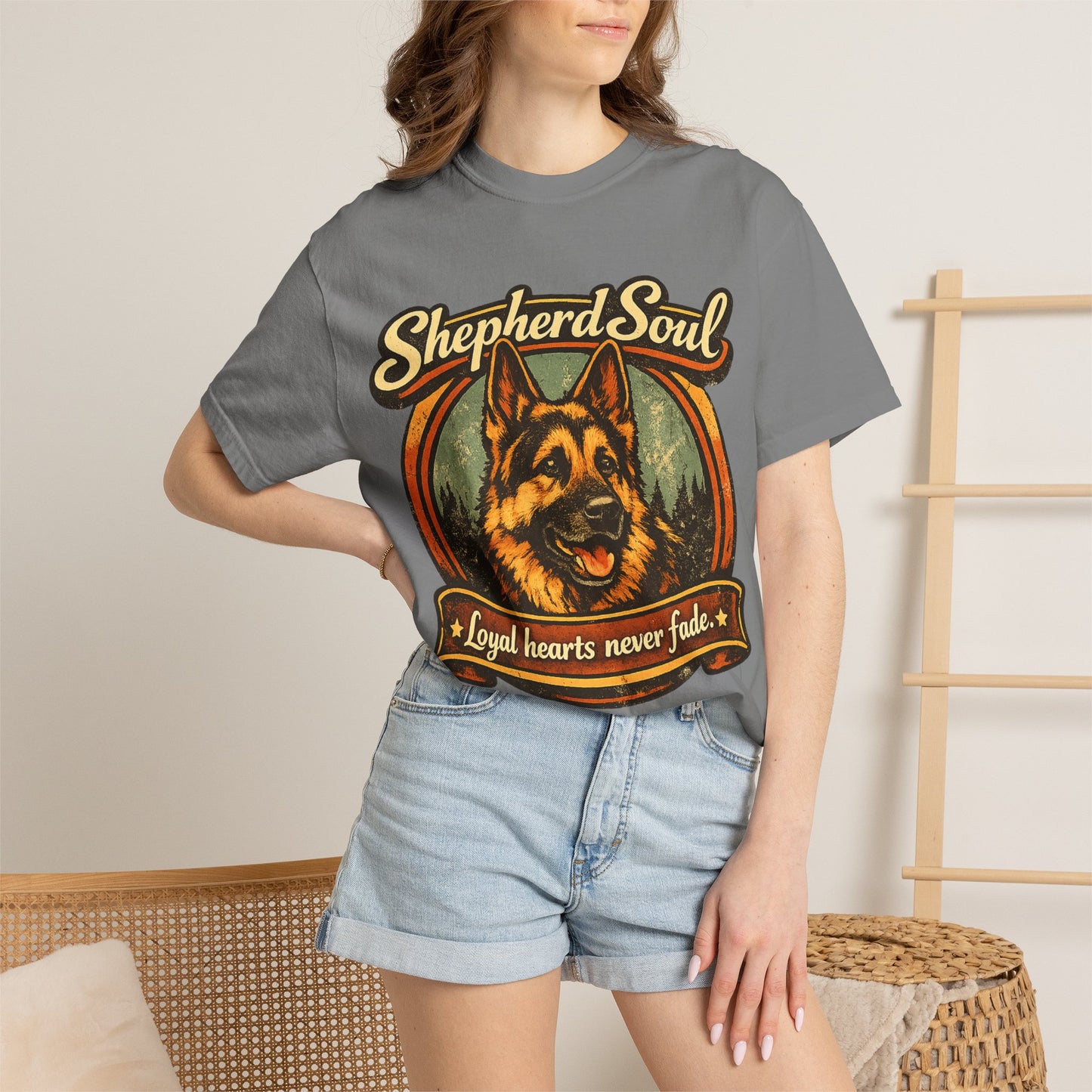 Shepherd Soul German Shepherd Portrait T-Shirt | Loyal Hearts Never Fade