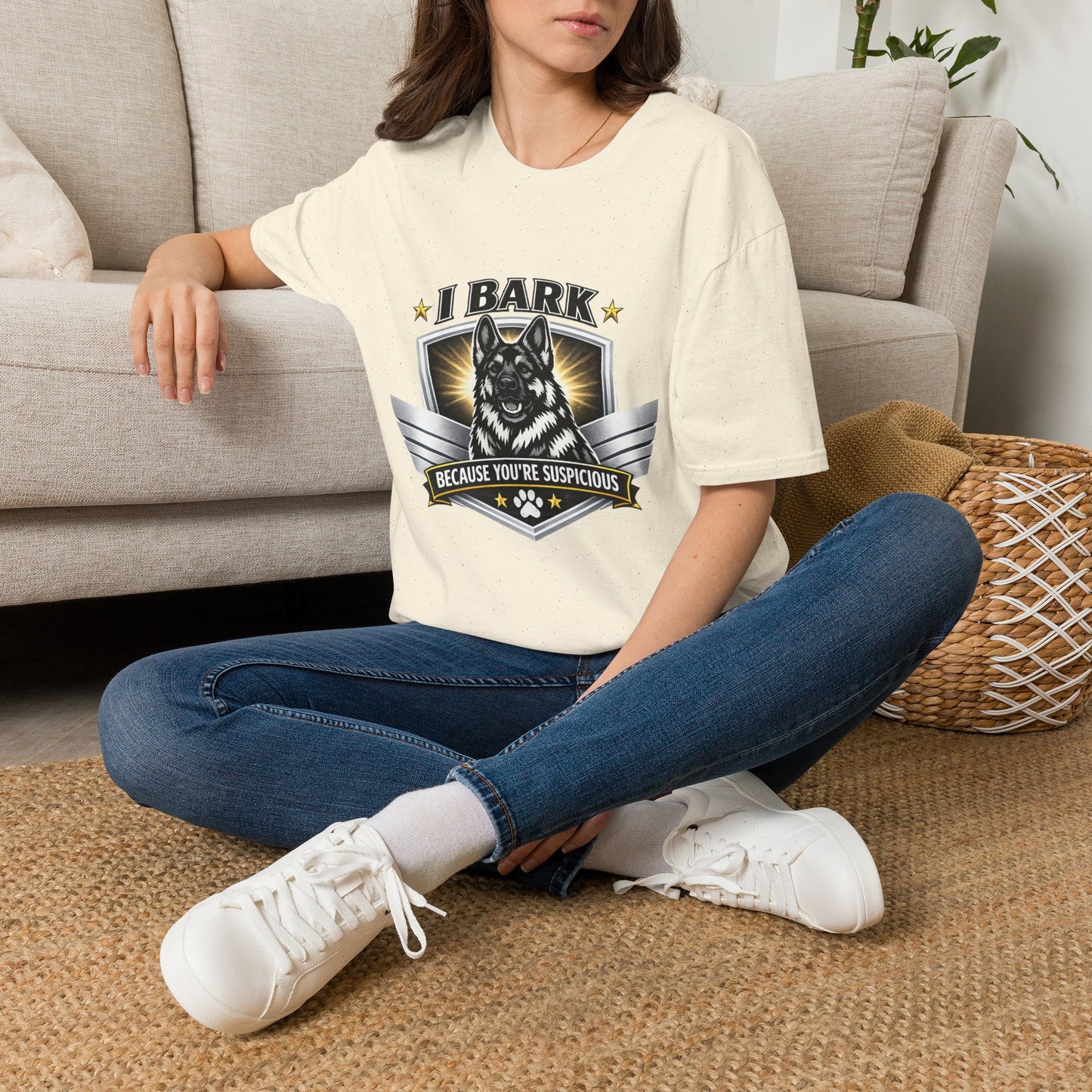 T-Shirt — "I Bark Because You’re Suspicious" German Shepherd Dog Tee