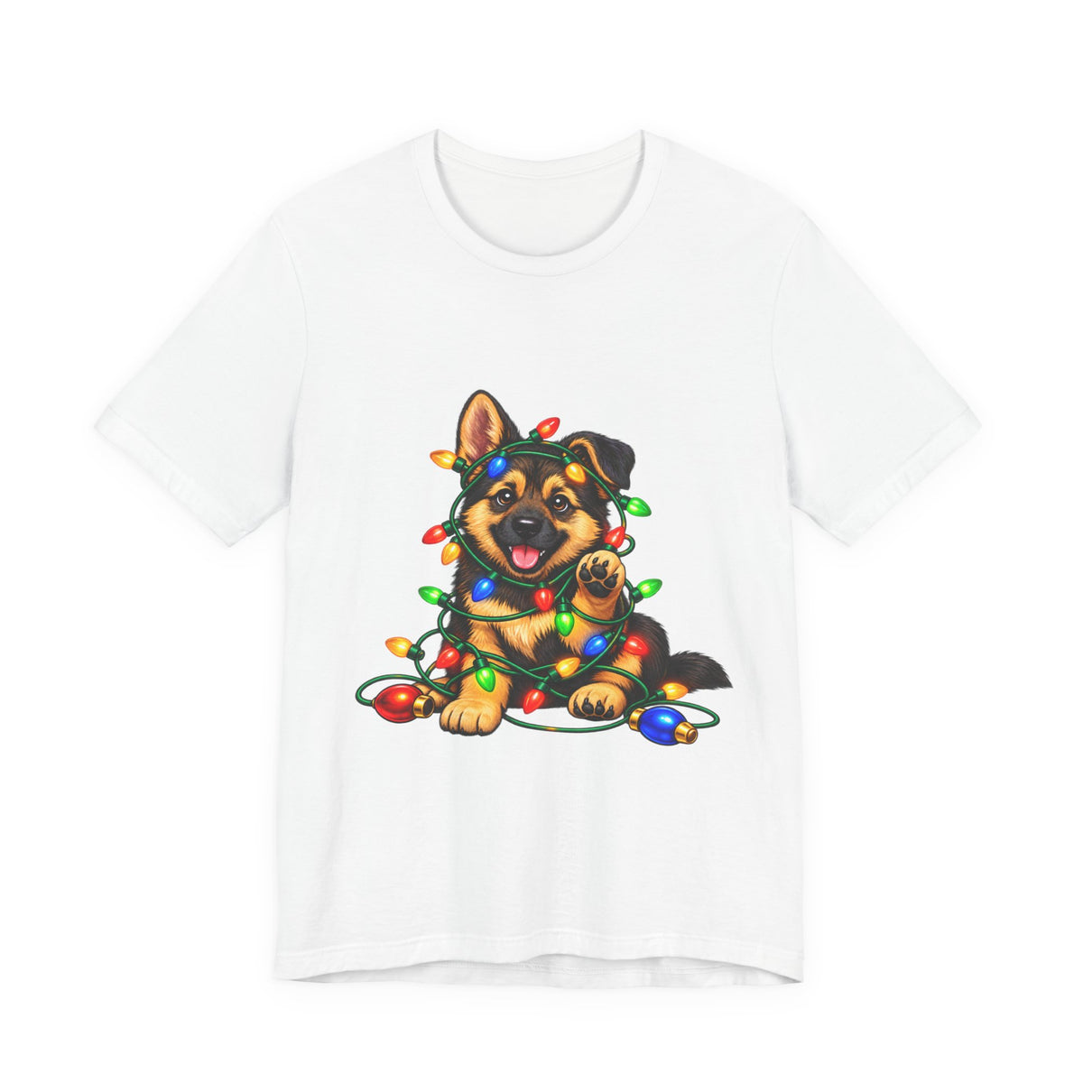 German Shepherd Christmas Shirt, Christmas Lights Puppy Tee, Gift for German Shepherd Lovers
