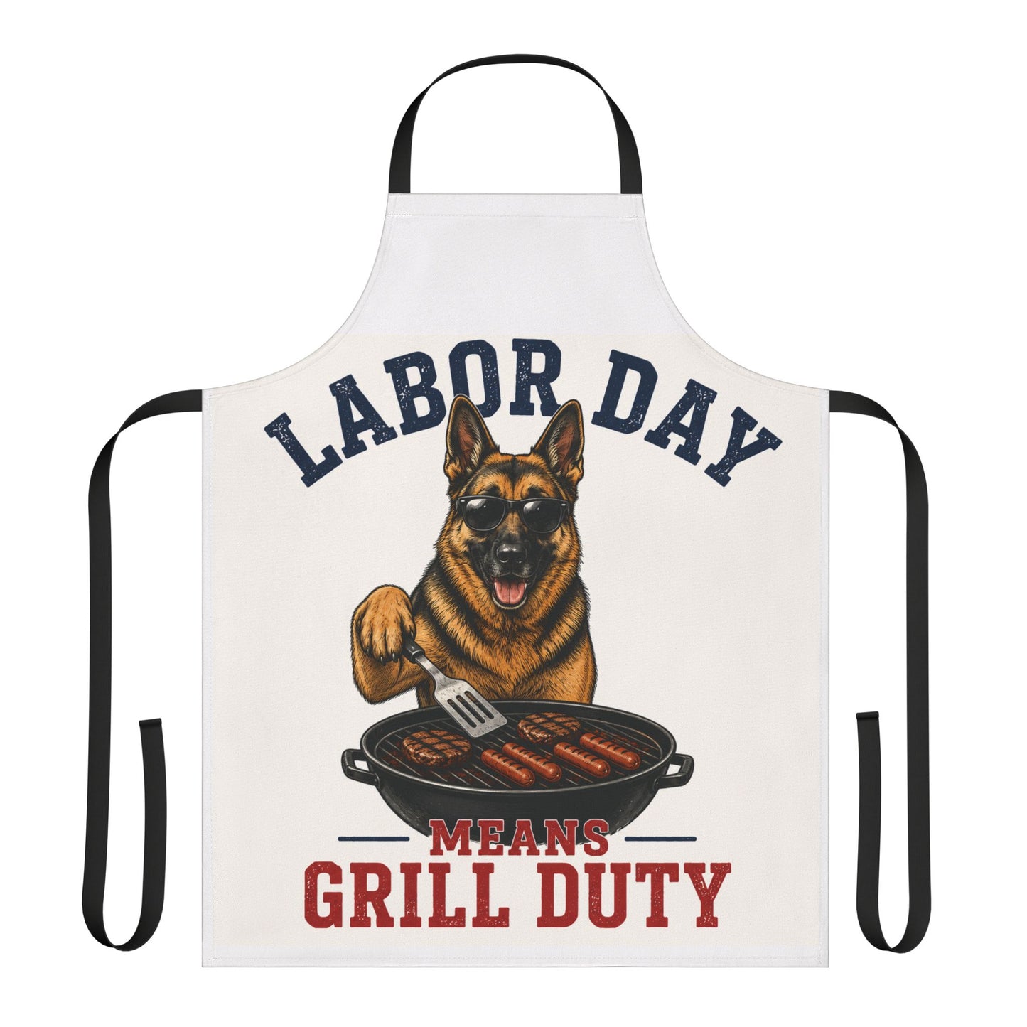 Labor Day Grill Duty Apron — German Shepherd BBQ Cooking Apron