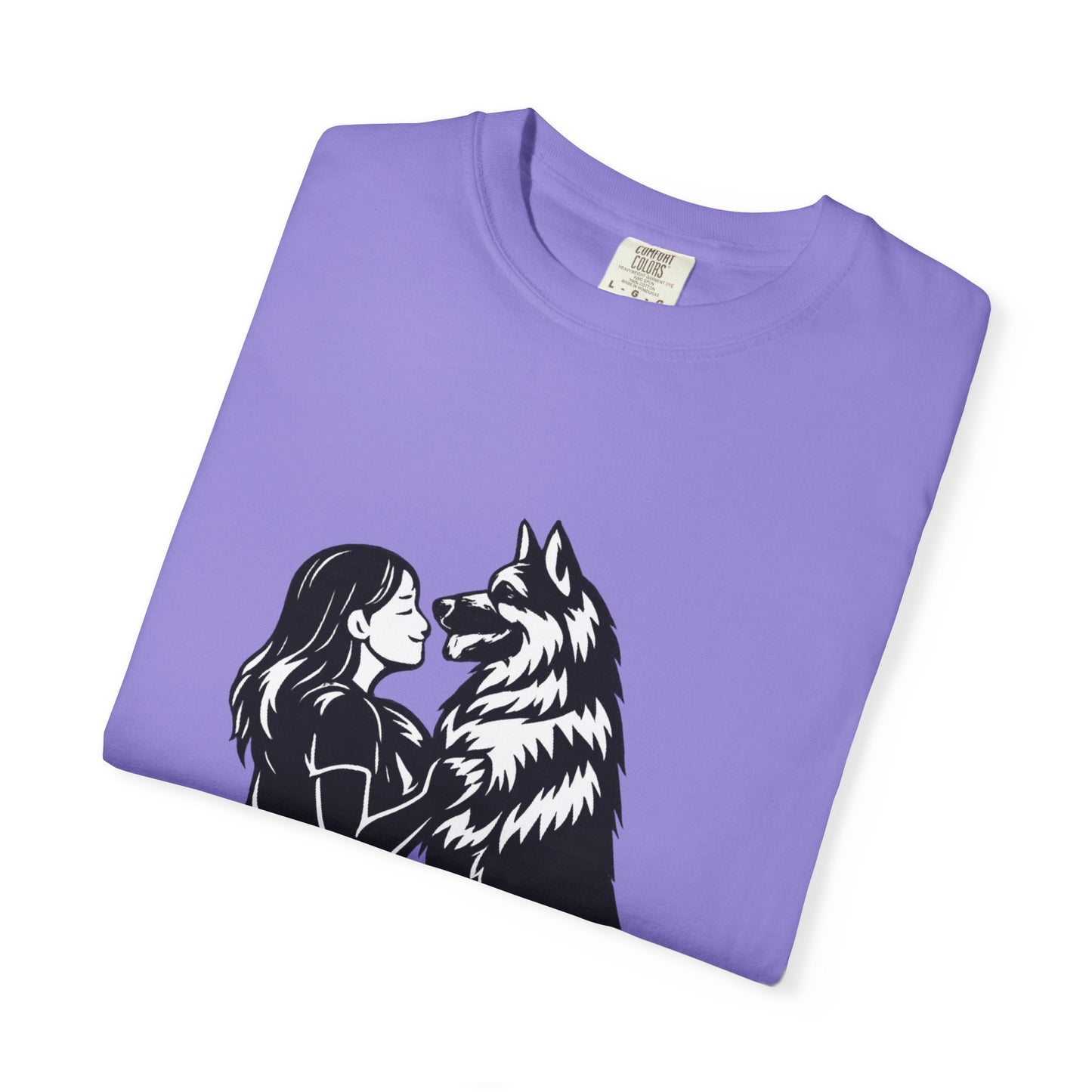 Girl and German Shepherd Illustration T-Shirt | My Heart Walks on Four Paws