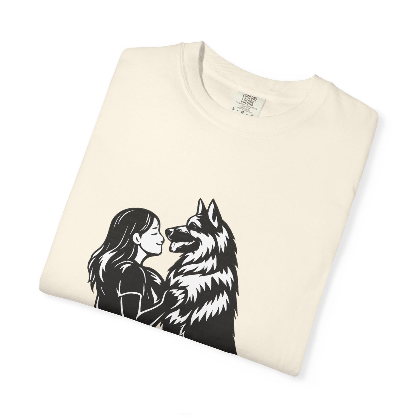 Girl and German Shepherd Illustration T-Shirt | My Heart Walks on Four Paws