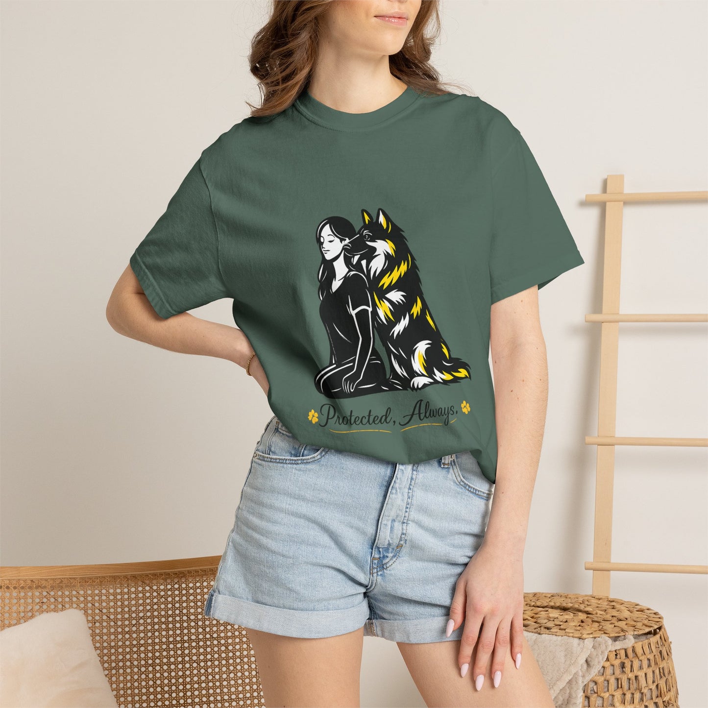 German Shephard and Woman, Guarded Forever, Petite Center Print
