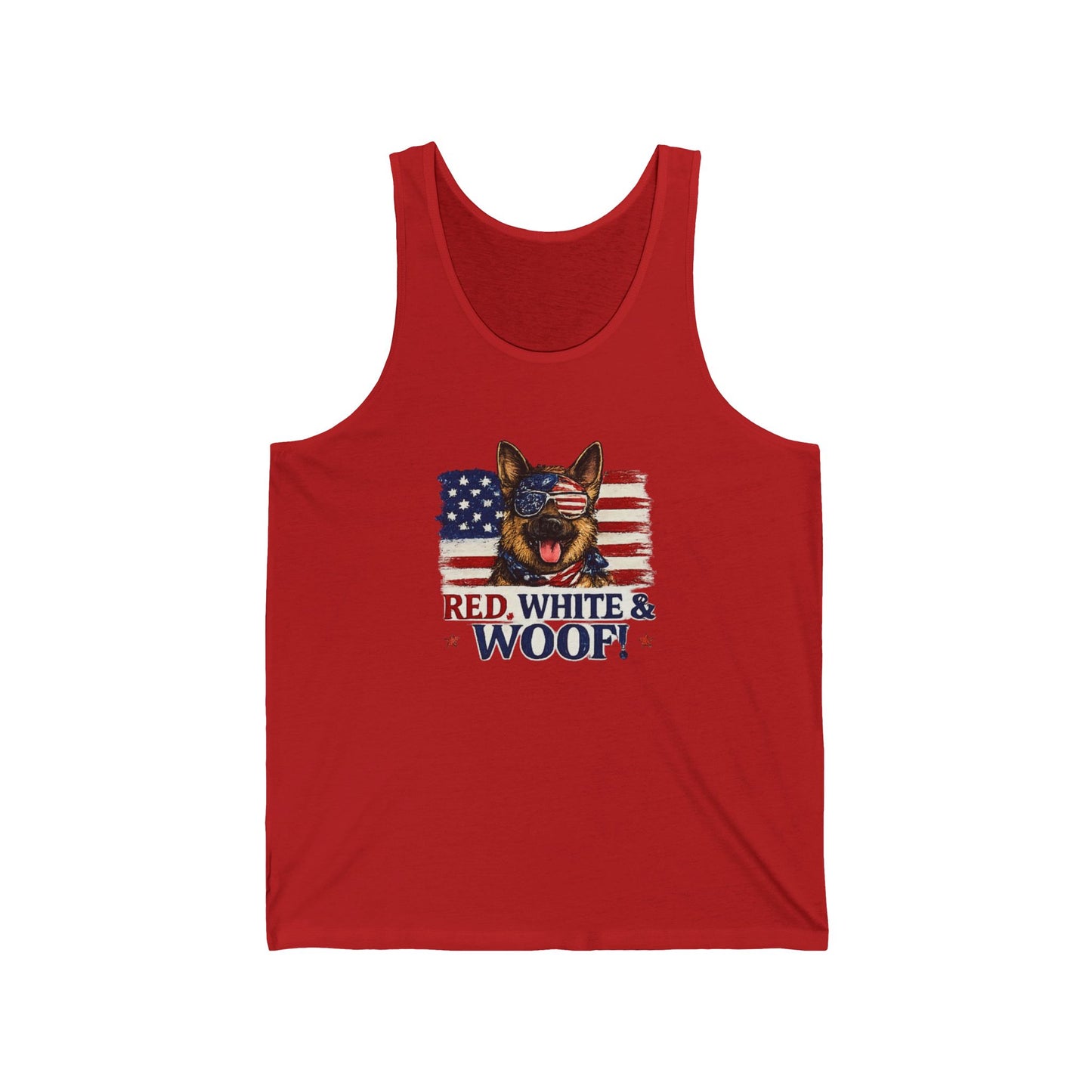 Red, White & Woof! Dog Face with American Flag Tank
