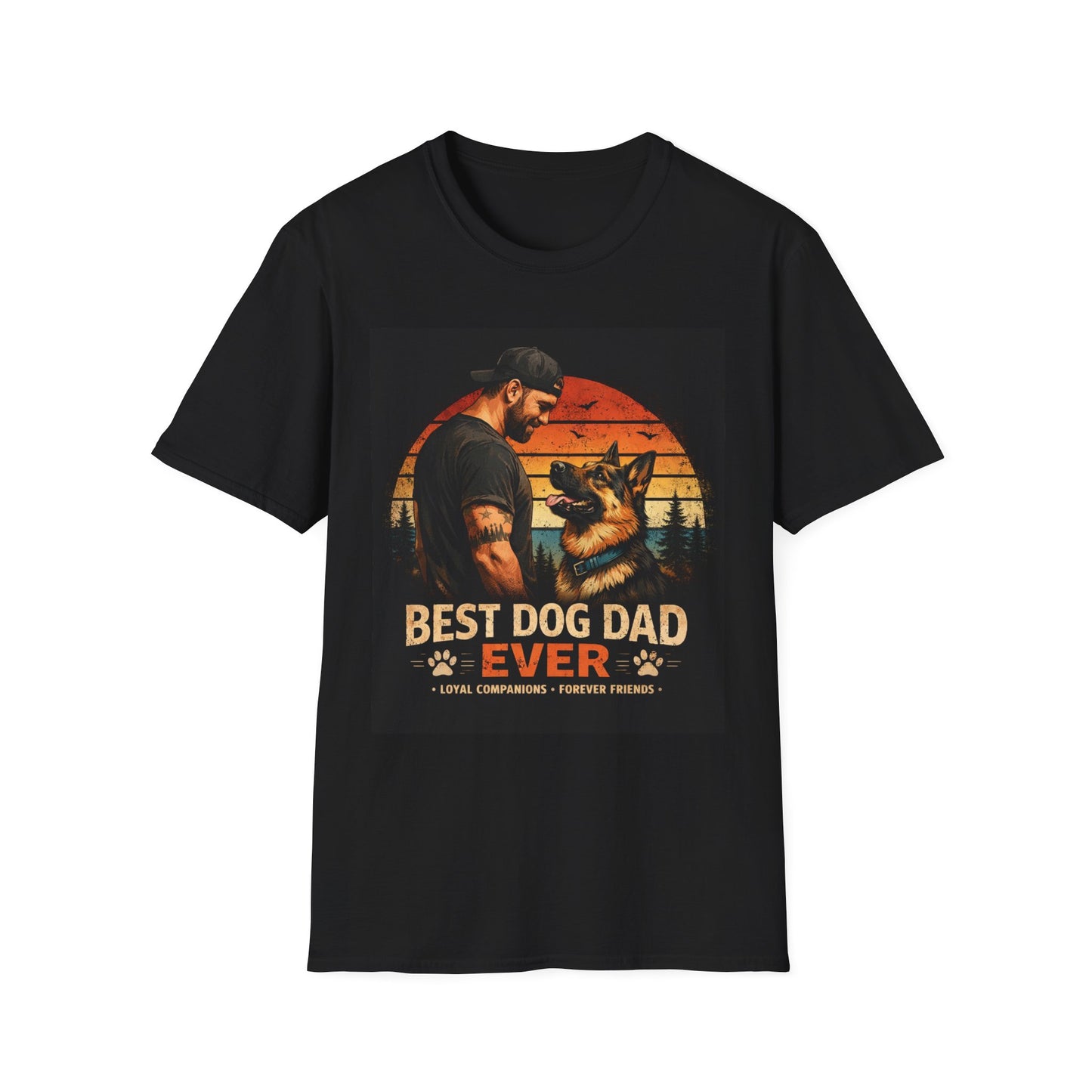Best Dog Dad Ever Shirt | German Shepherd Dog Dad Tee | Loyal Companions Forever Friends | Gildan 64000 Softstyle
