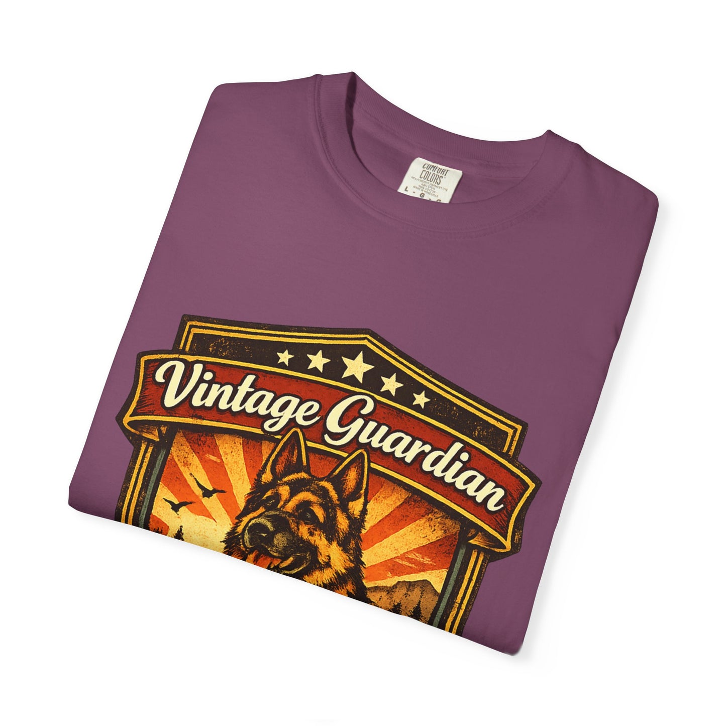 Vintage Guardian German Shepherd T-Shirt | Dog Badge Shield Design