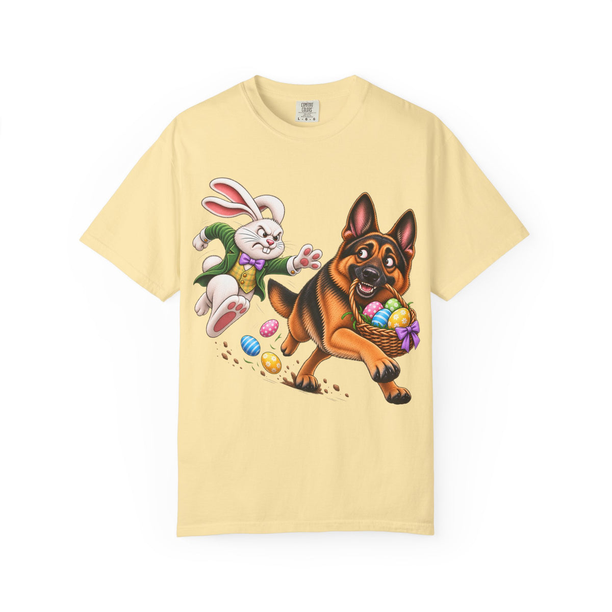 German Shepherd Easter Shirt – Funny Bunny Chase GSD T-Shirt