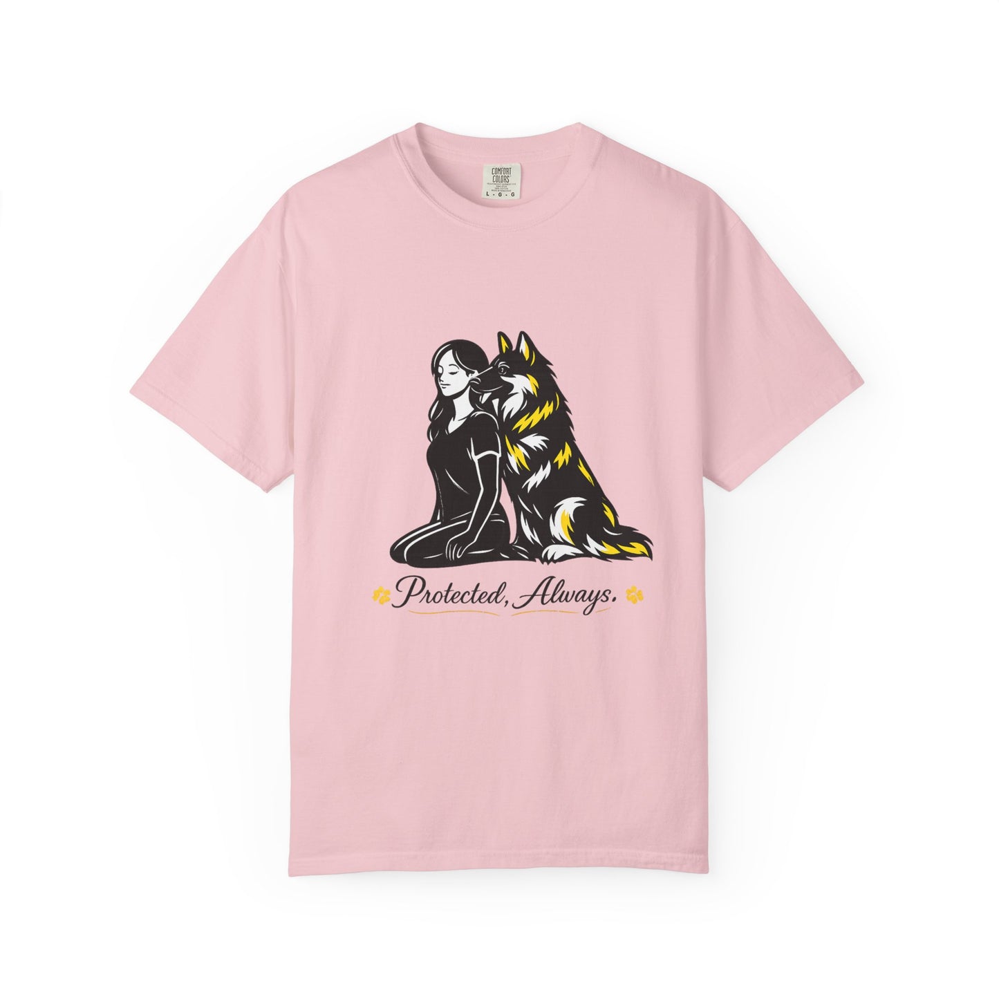 German Shephard and Woman, Guarded Forever, Petite Center Print