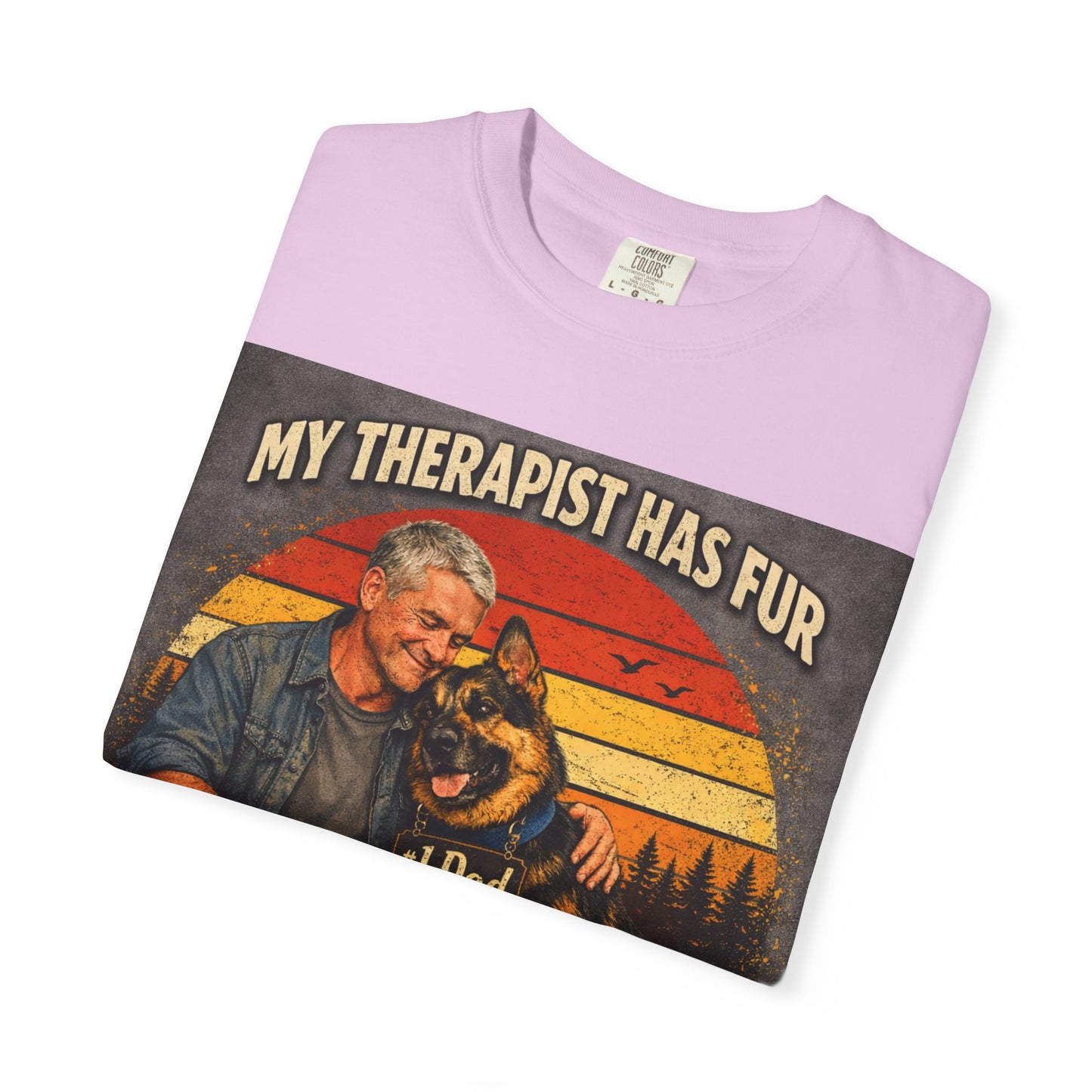 My Therapist Has Fur T-shirt | Dog Dad Graphic Tee, German Shepherd Design
