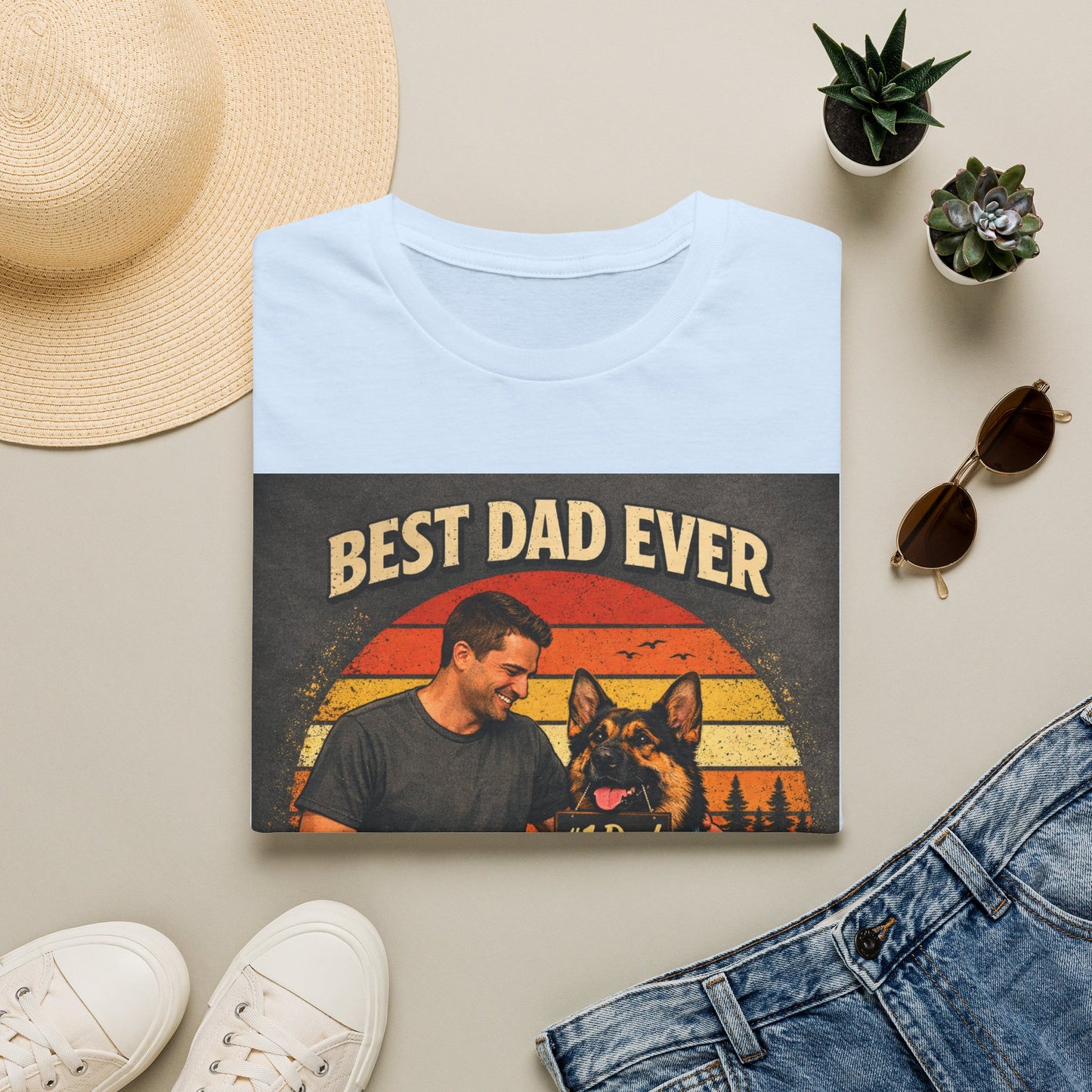 Best Dad Ever According to My Dog Shirt | German Shepherd Father’s Day Gift | Dog Dad Tee | #1 Dad Funny Pet Lover Shirt | Gildan 64000 Softstyle