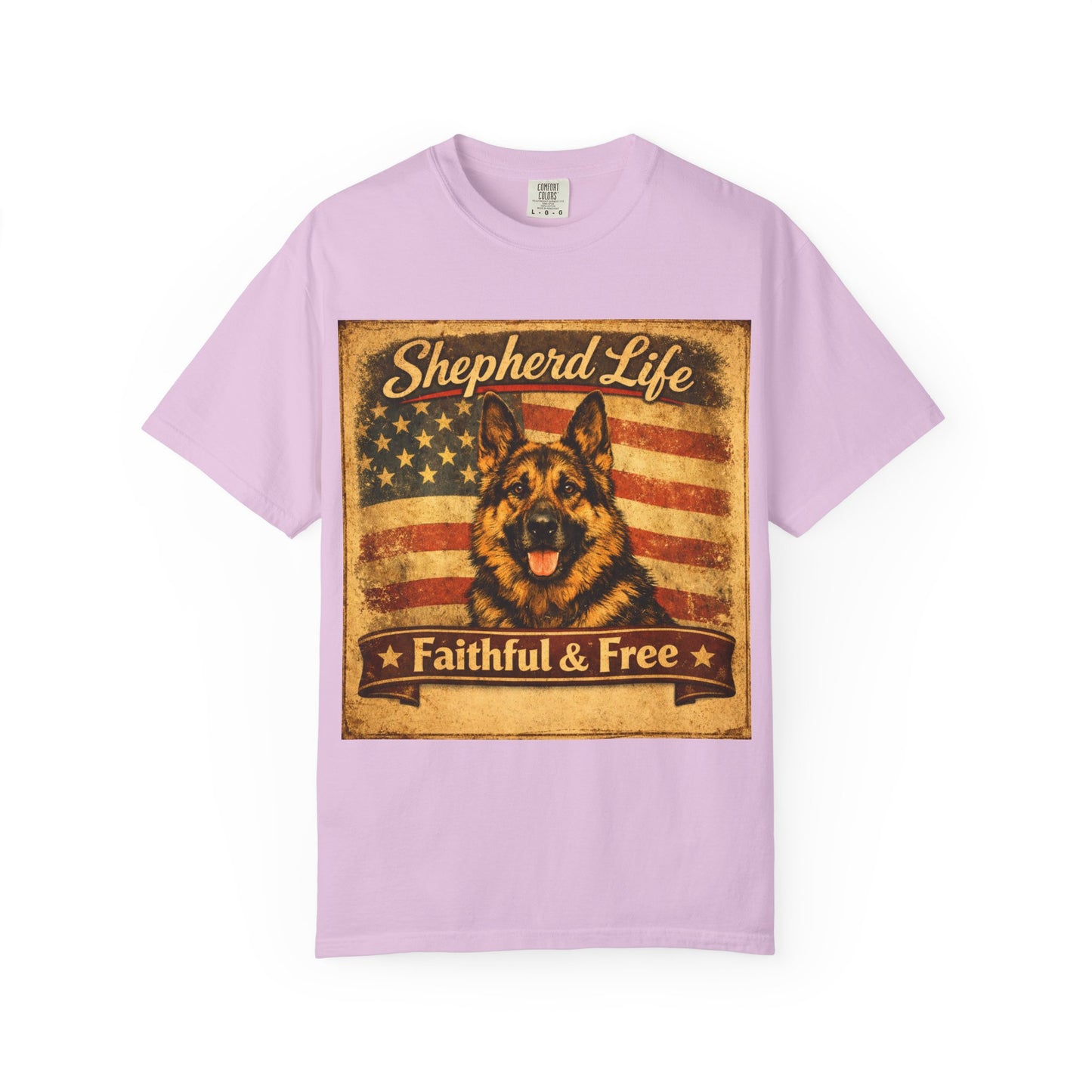 Shepherd Life Faithful & Free German Shepherd Shirt | Patriotic Flag Dog Tee