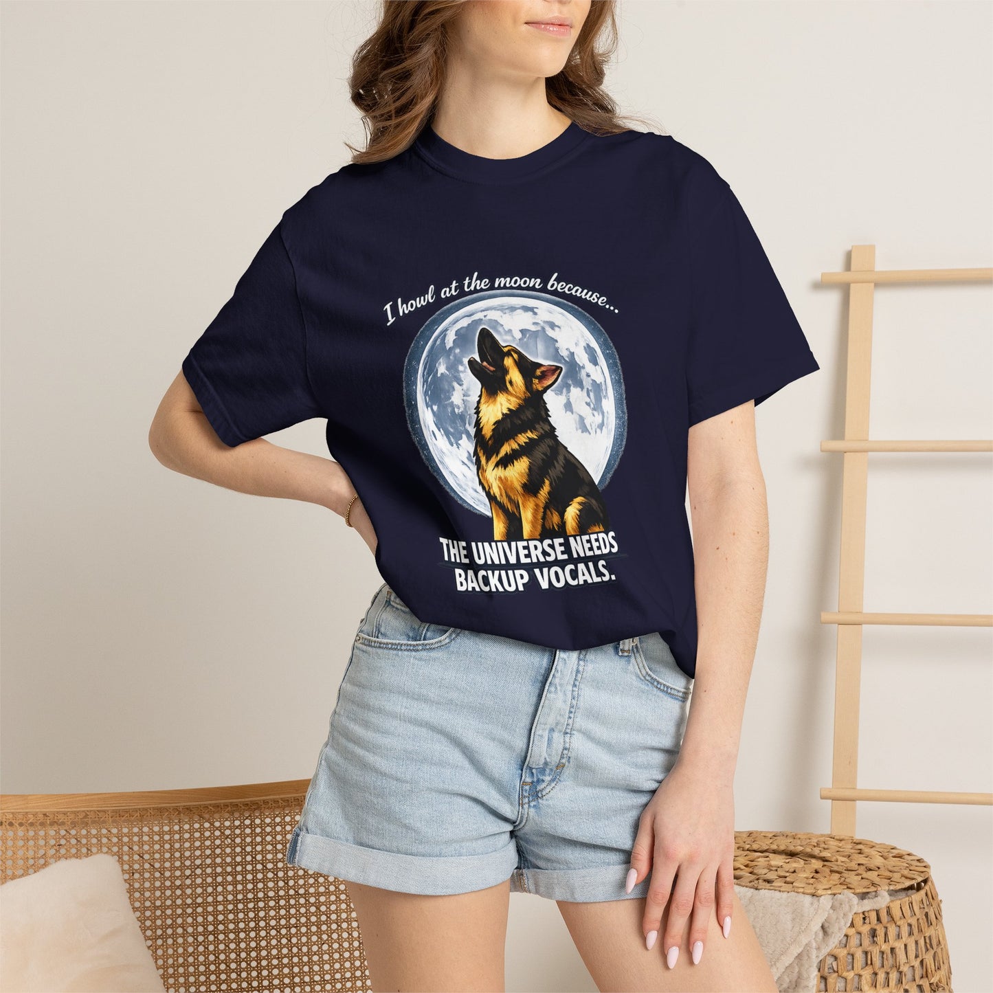 Howl at the Moon Dog T-Shirt | The Universe Needs Backup Vocals