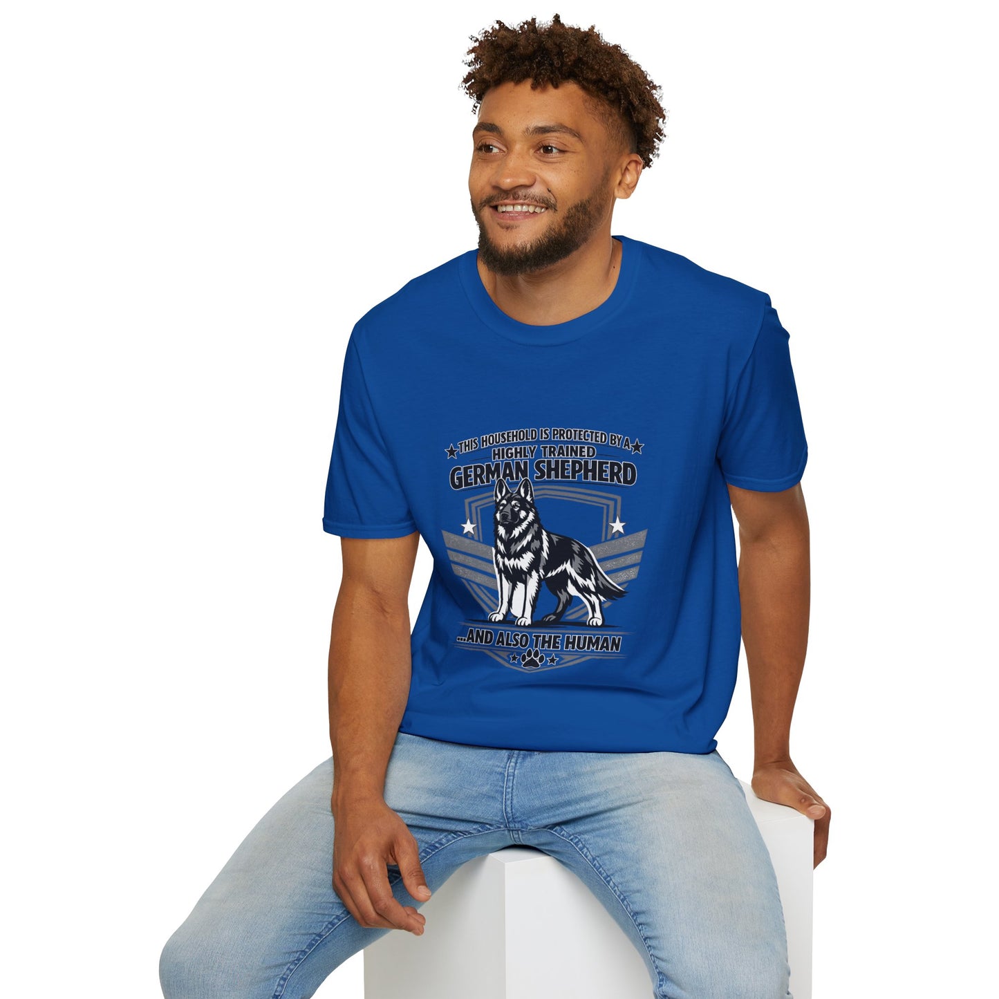 German Shepherd Protector T-Shirt — "This Household Is Protected By A Highly Trained German Shepherd"