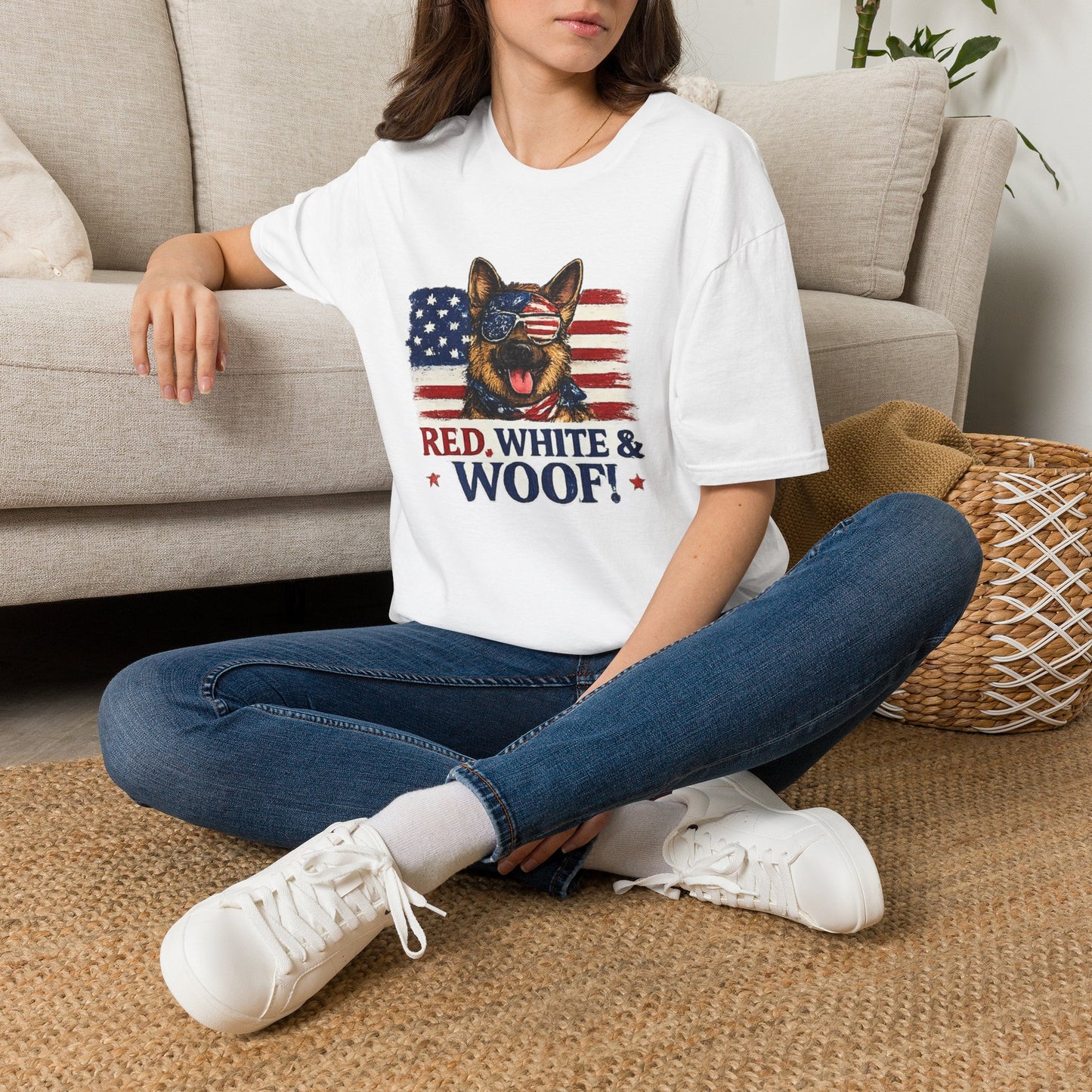 Patriotic German Shepherd Graphic T-Shirt | American Flag Dog Tee